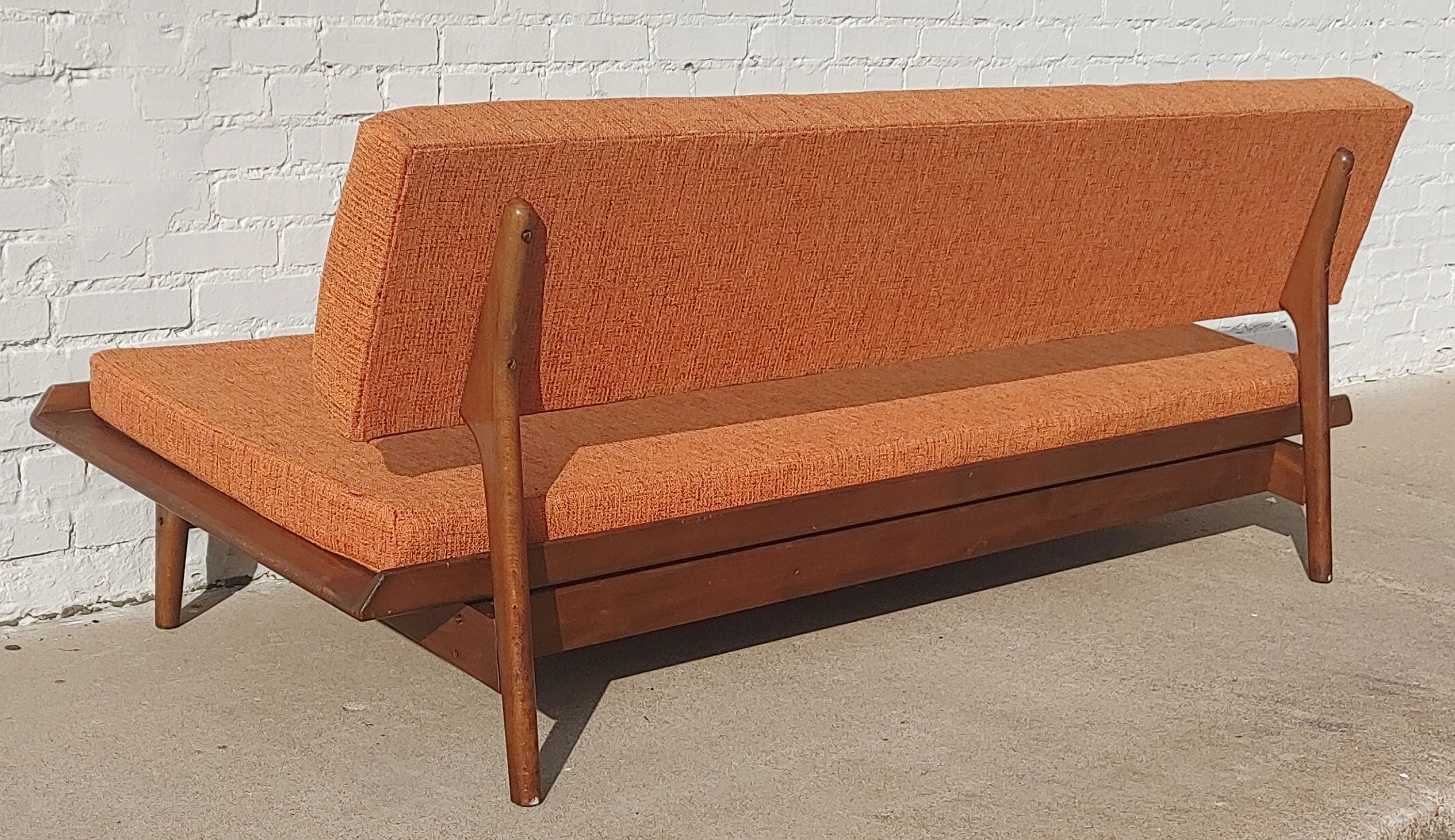 Mid Century Danish Modern Solid Walnut Daybed Sofa Attributed to Grete Jalk