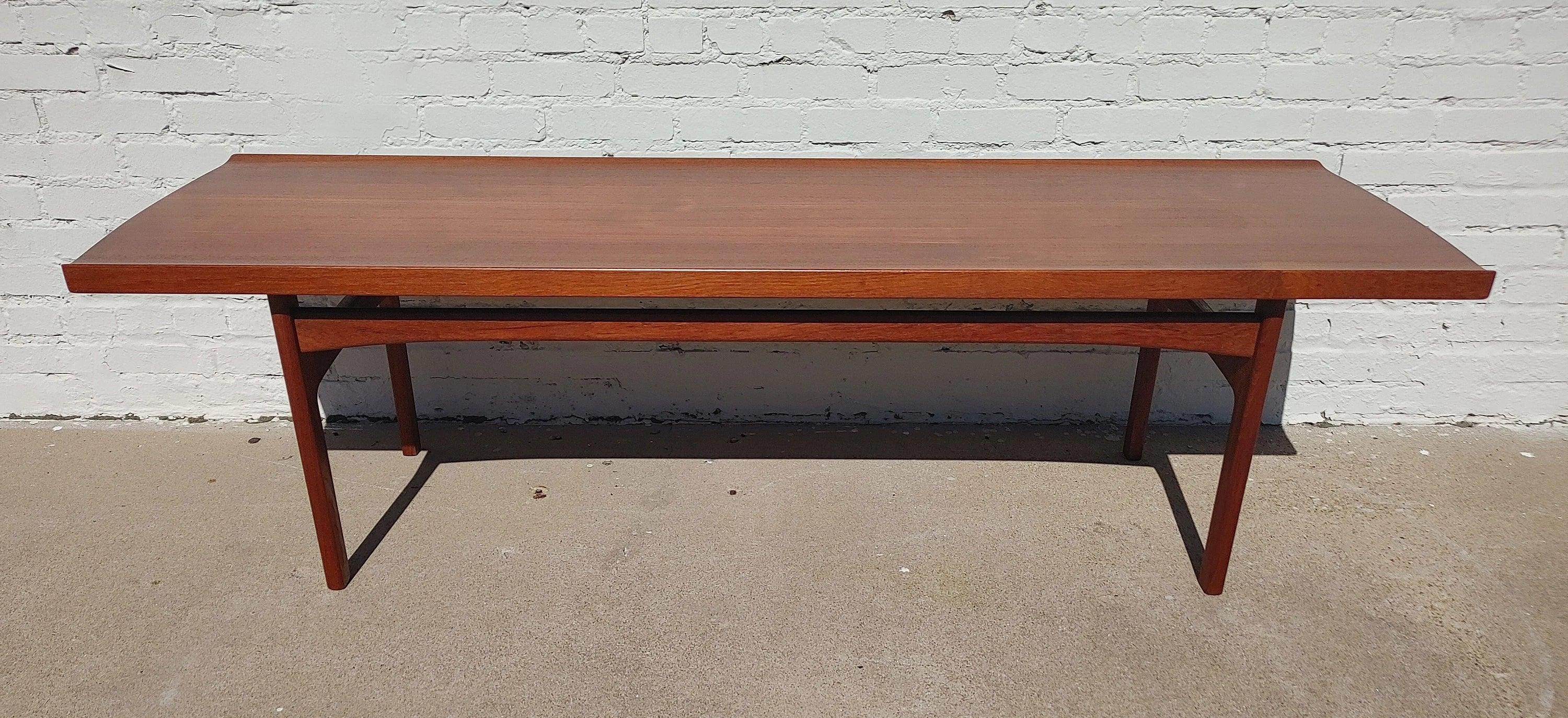 Mid Century Danish Modern Solid Teak Coffee Table by Seffle