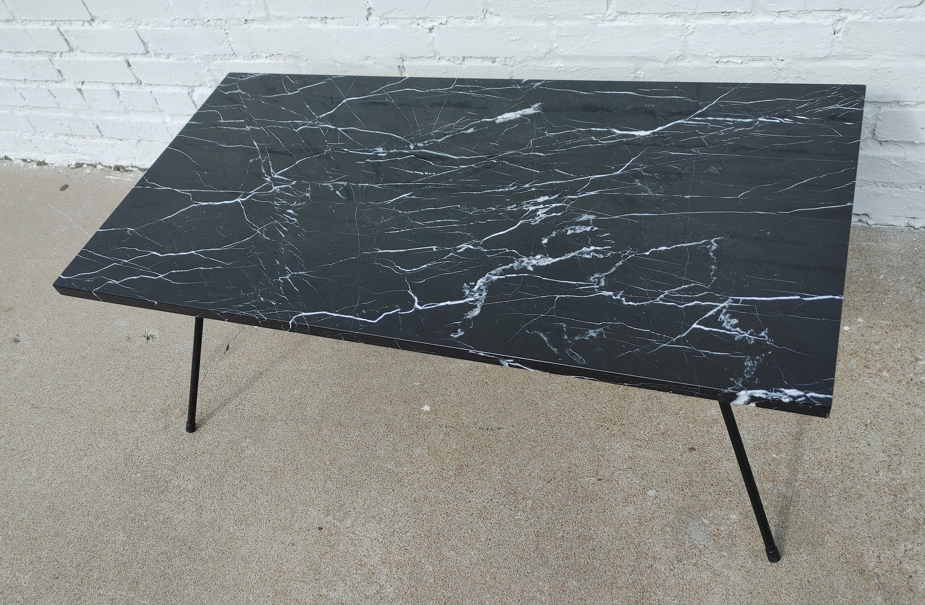Mid Century Modern Marble and Iron Table