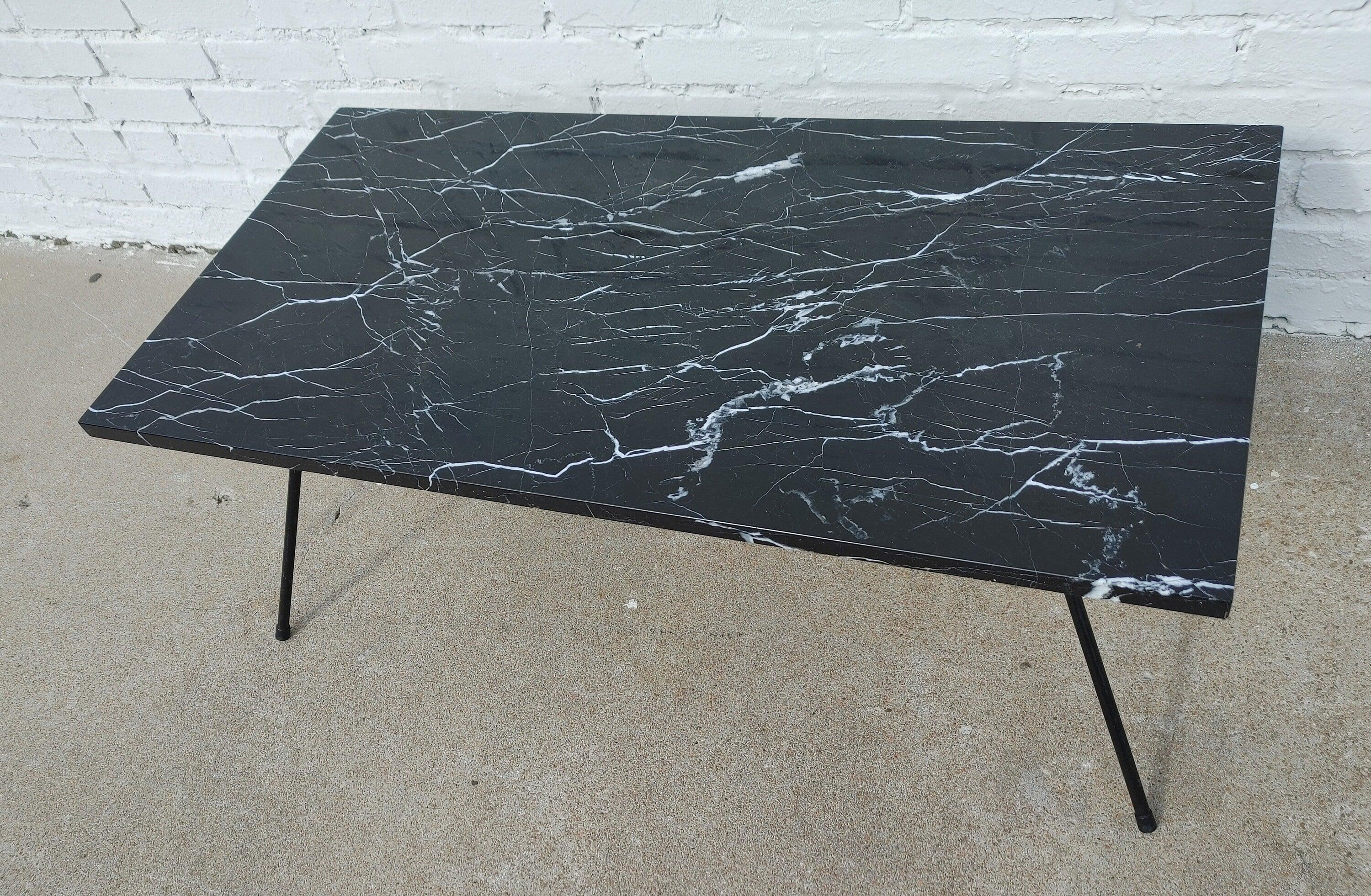 Mid Century Modern Marble and Iron Table