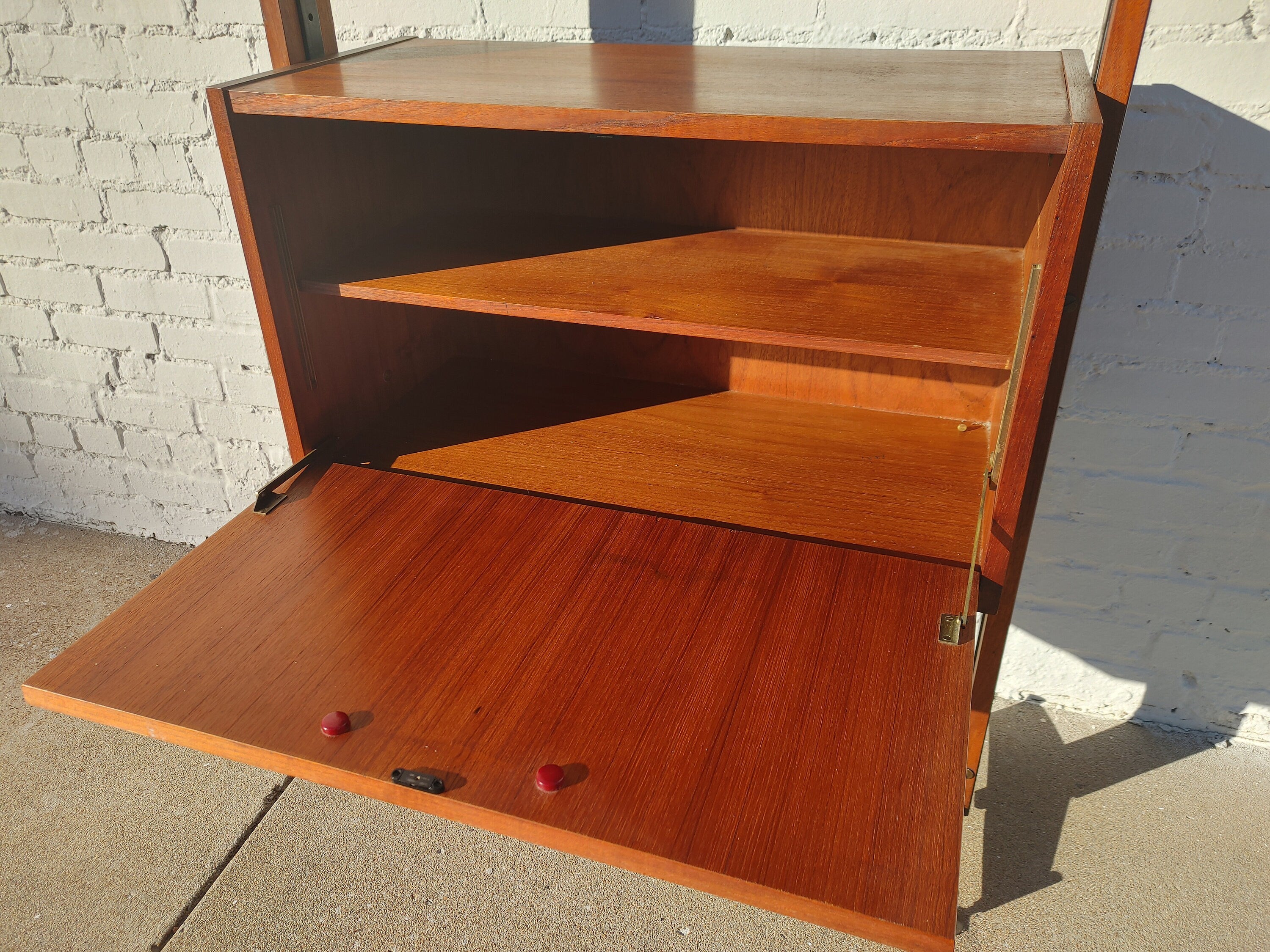 Mid Century Italian Modern Teak Modular Wall Unit