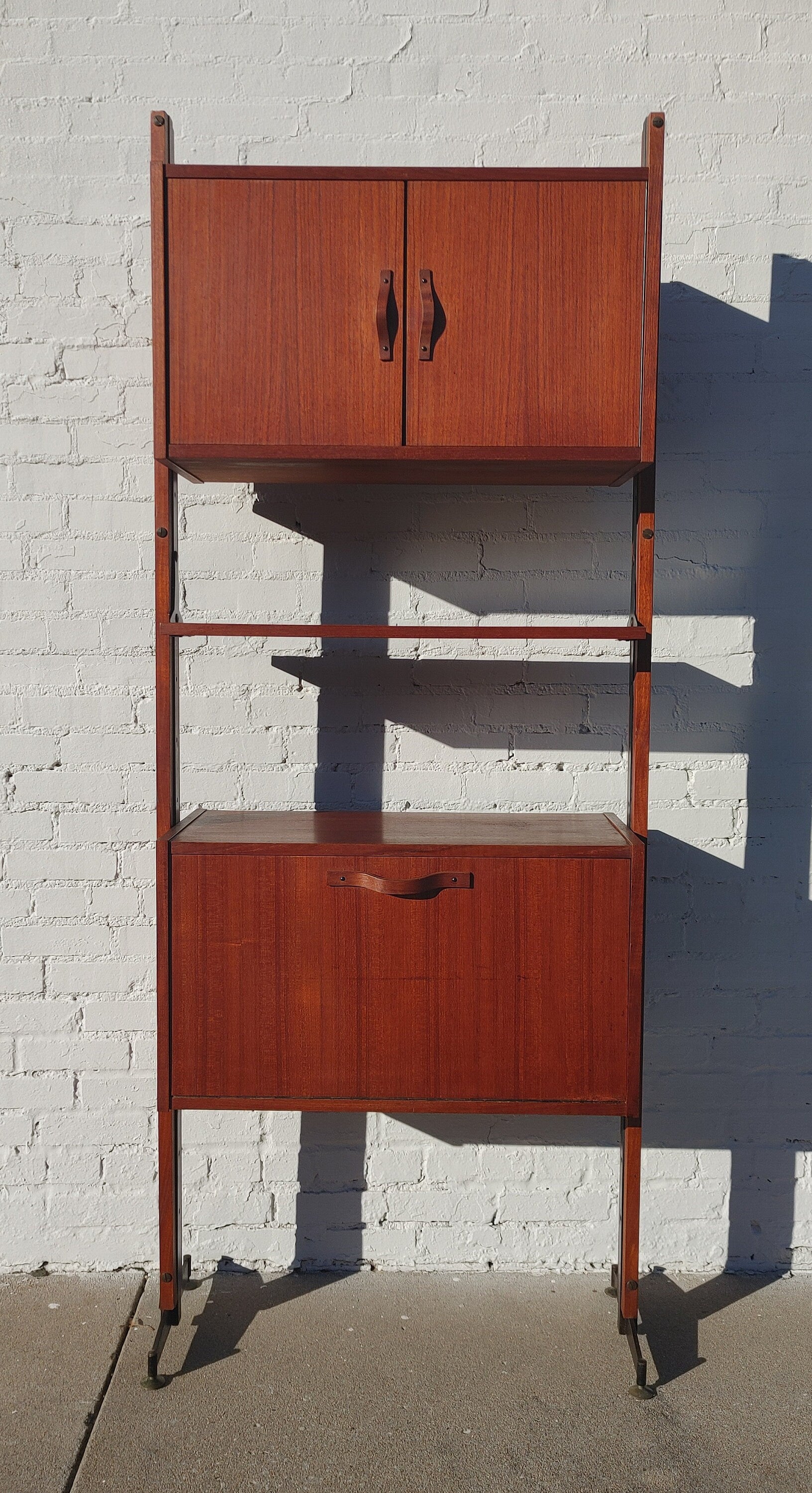 Mid Century Italian Modern Teak Modular Wall Unit