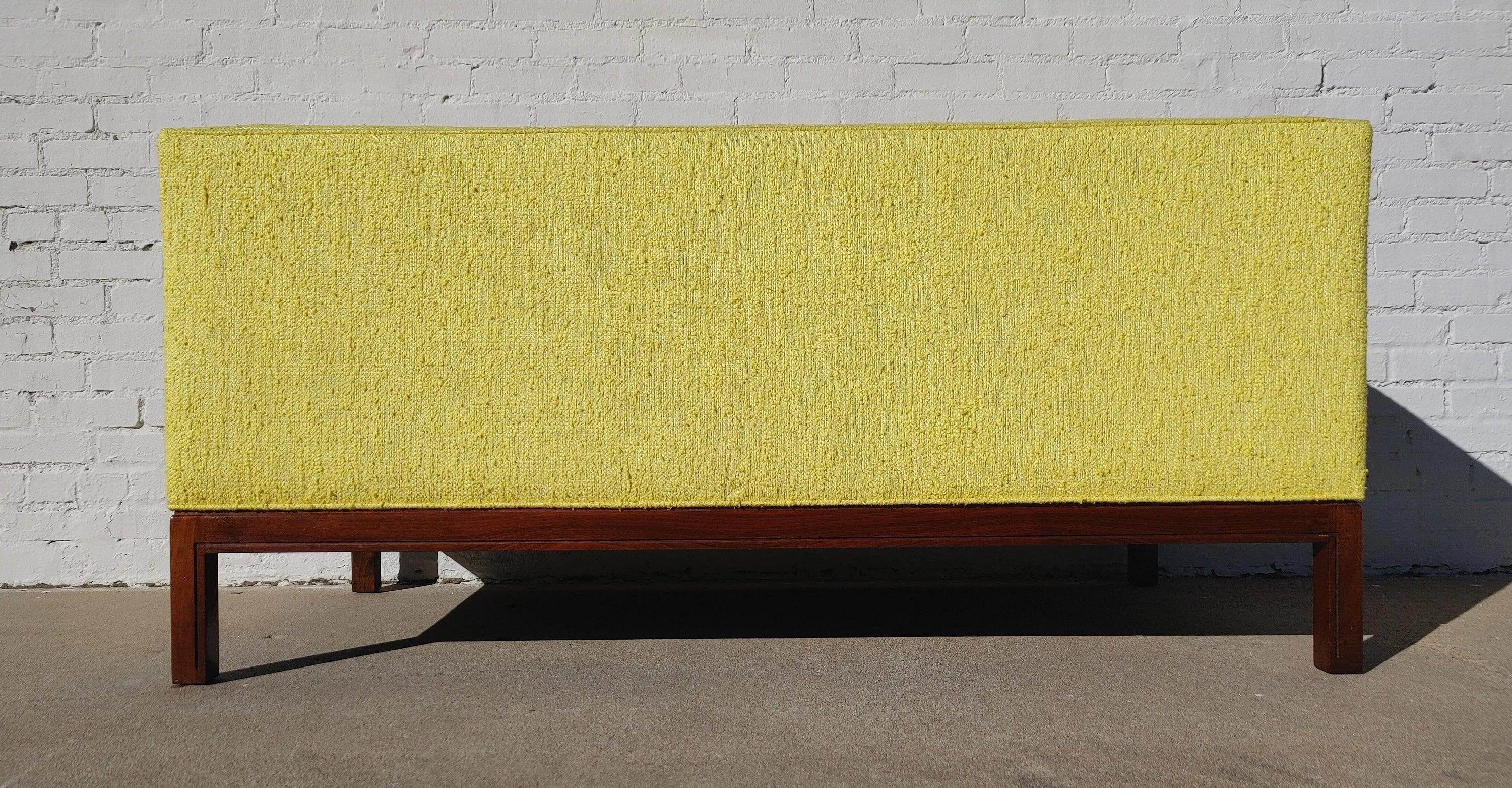 Mid Century Modern Walnut Base Tufted Sofa