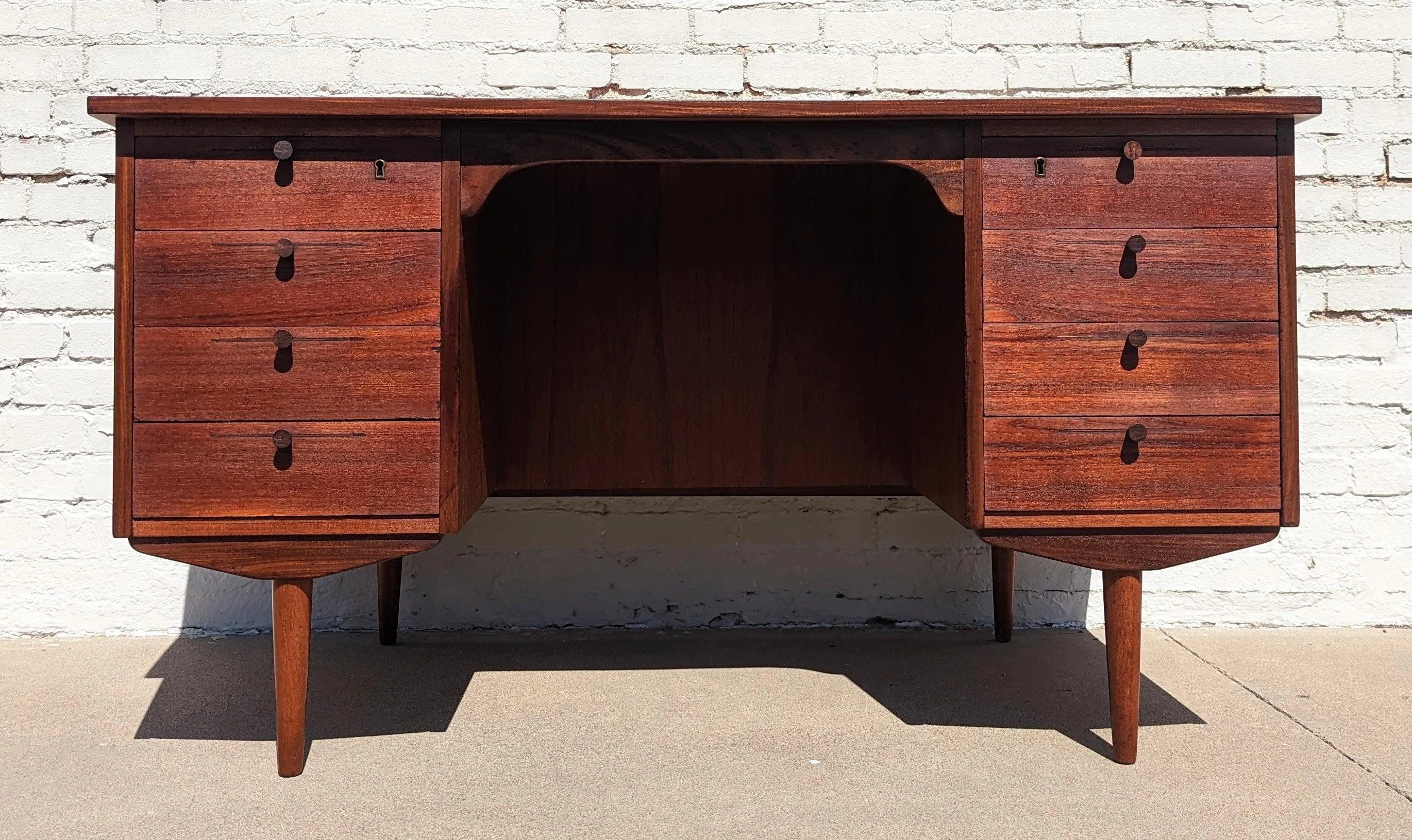 Mid Century Danish Modern Teak Double Sided Desk