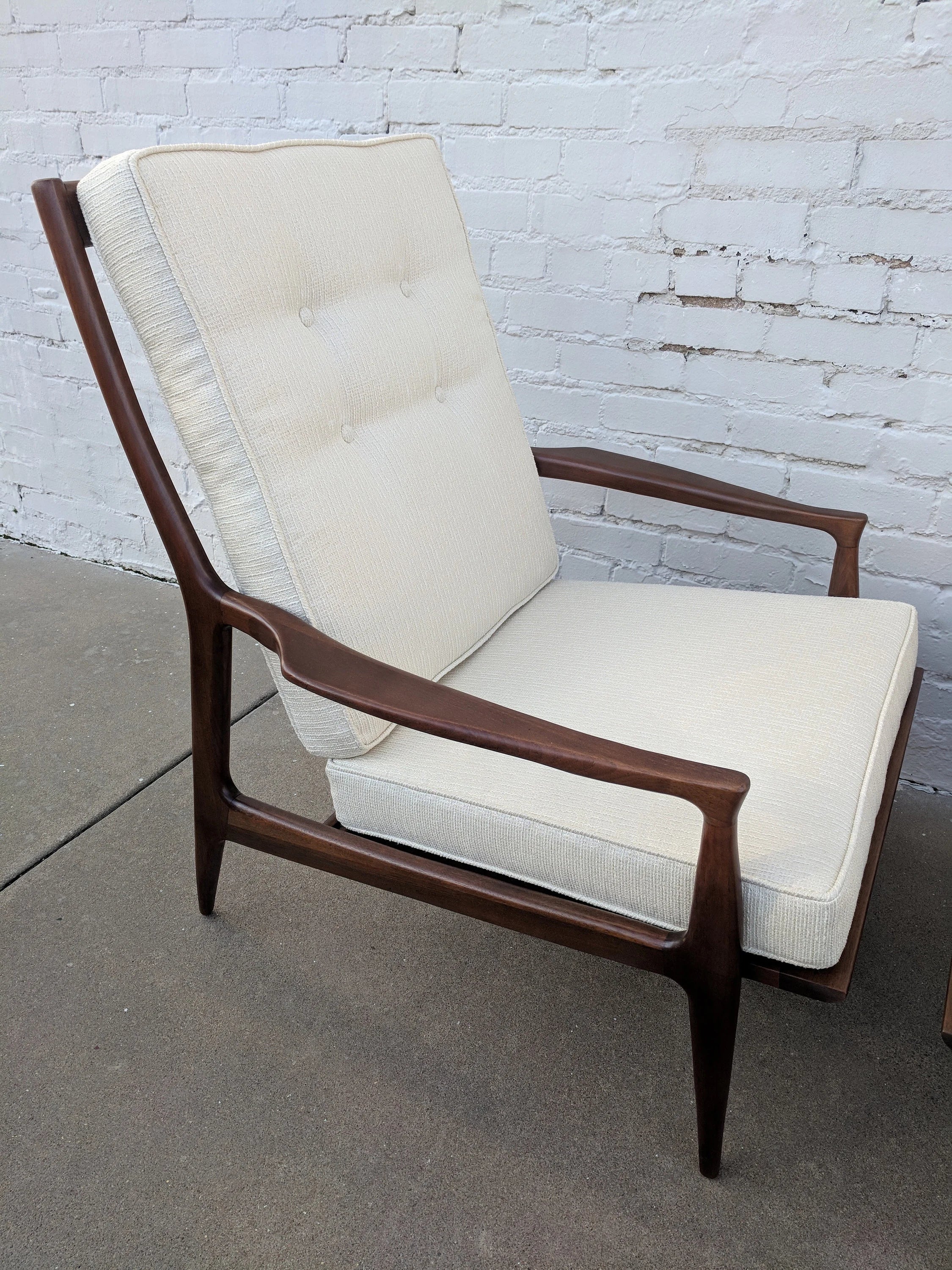 Mid Century Modern Milo Baughman Walnut Lounge Chairs