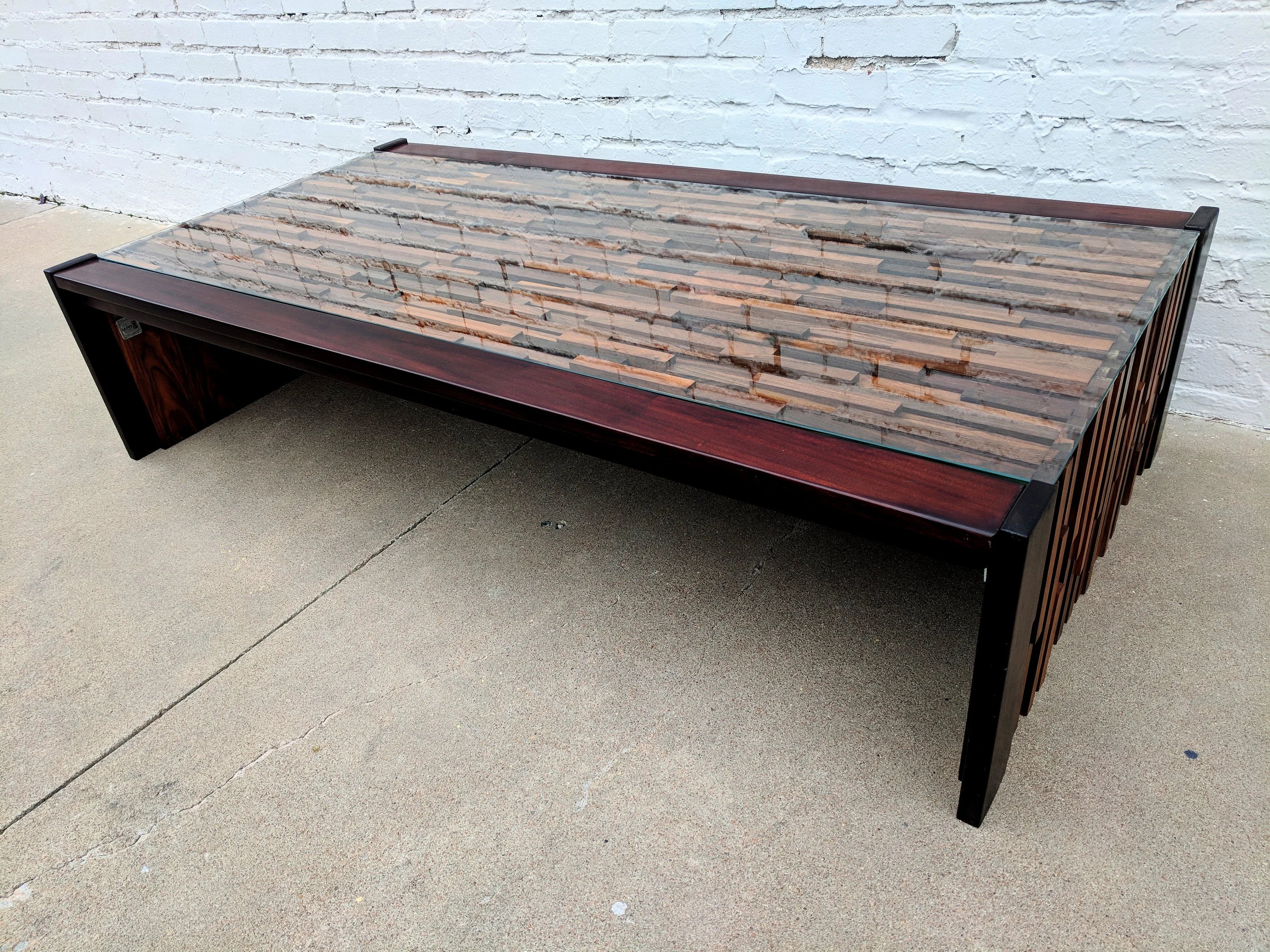 Mid Century Modern Percival Lafer Brutalist Rosewood Coffee Table