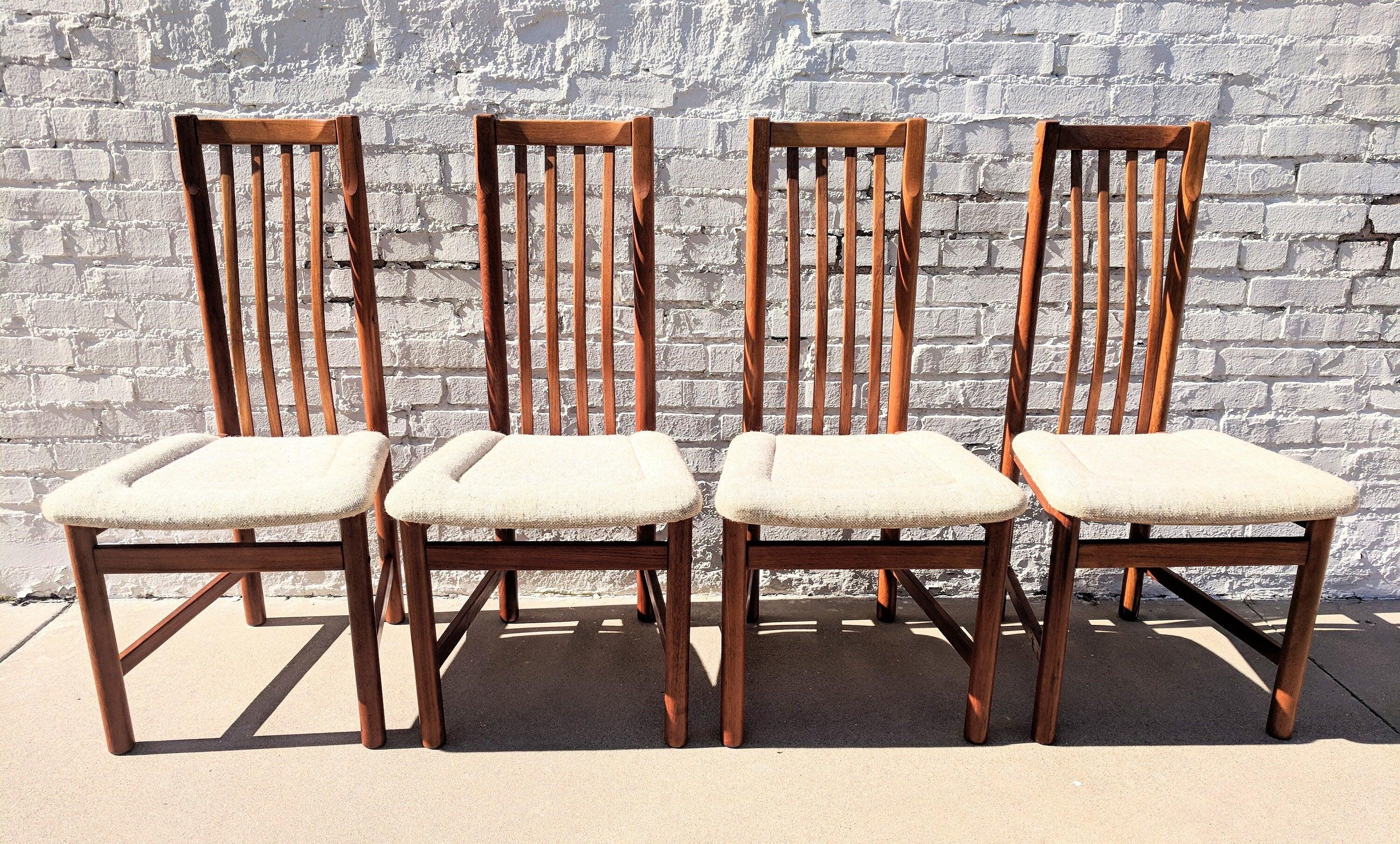 Mid Century Modern Danish D Scan Teak Dining Chairs Set of 4