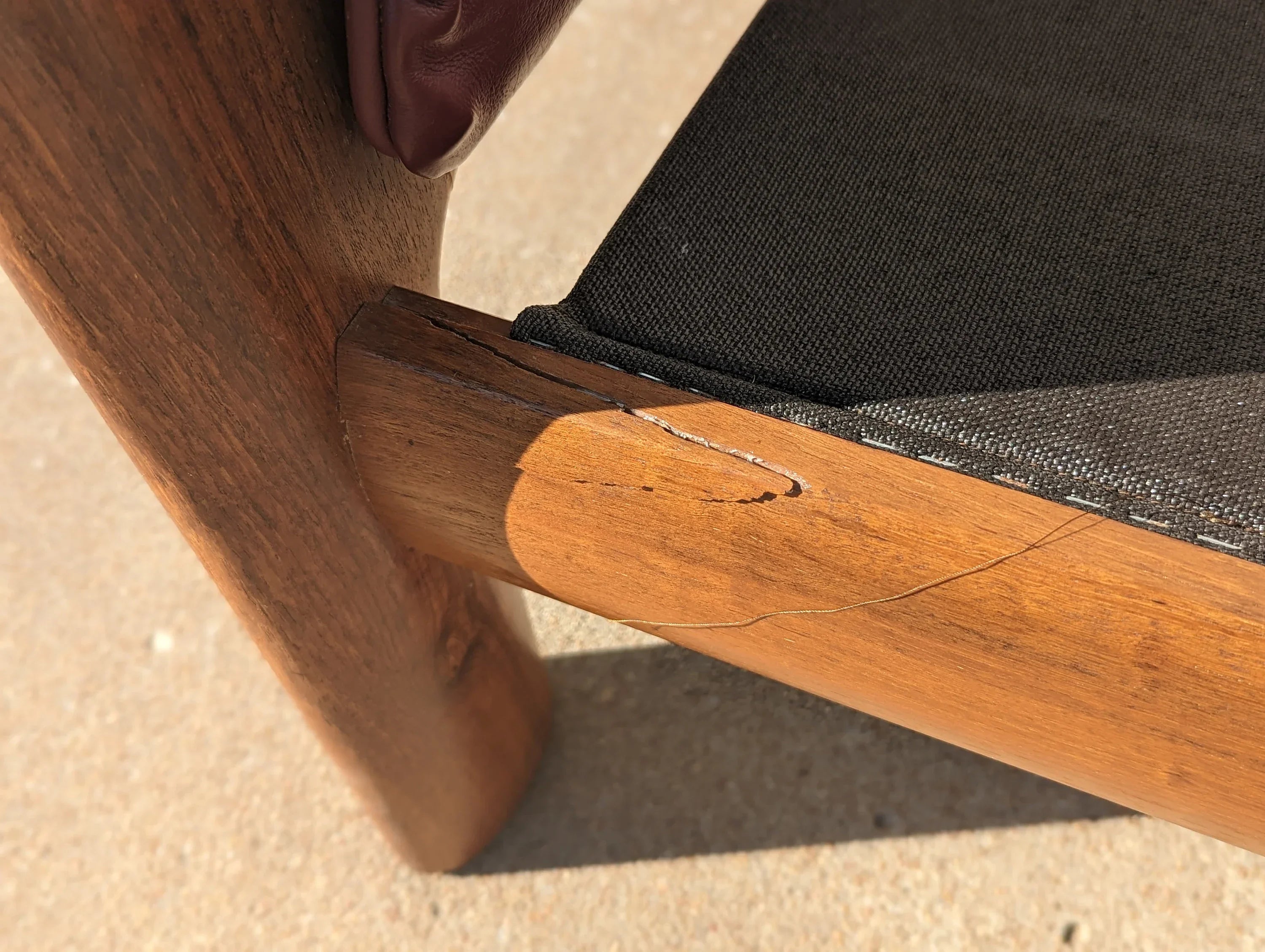 Mid Century Danish Modern Leather and Teak Loveseat