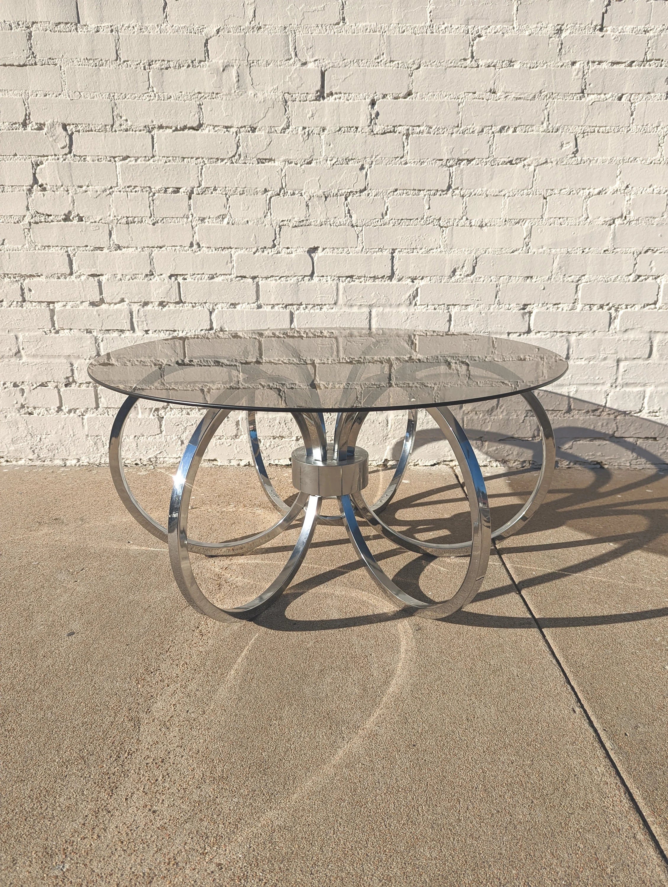 Mid Century Modern DIA Chrome and Glass Coffee Table