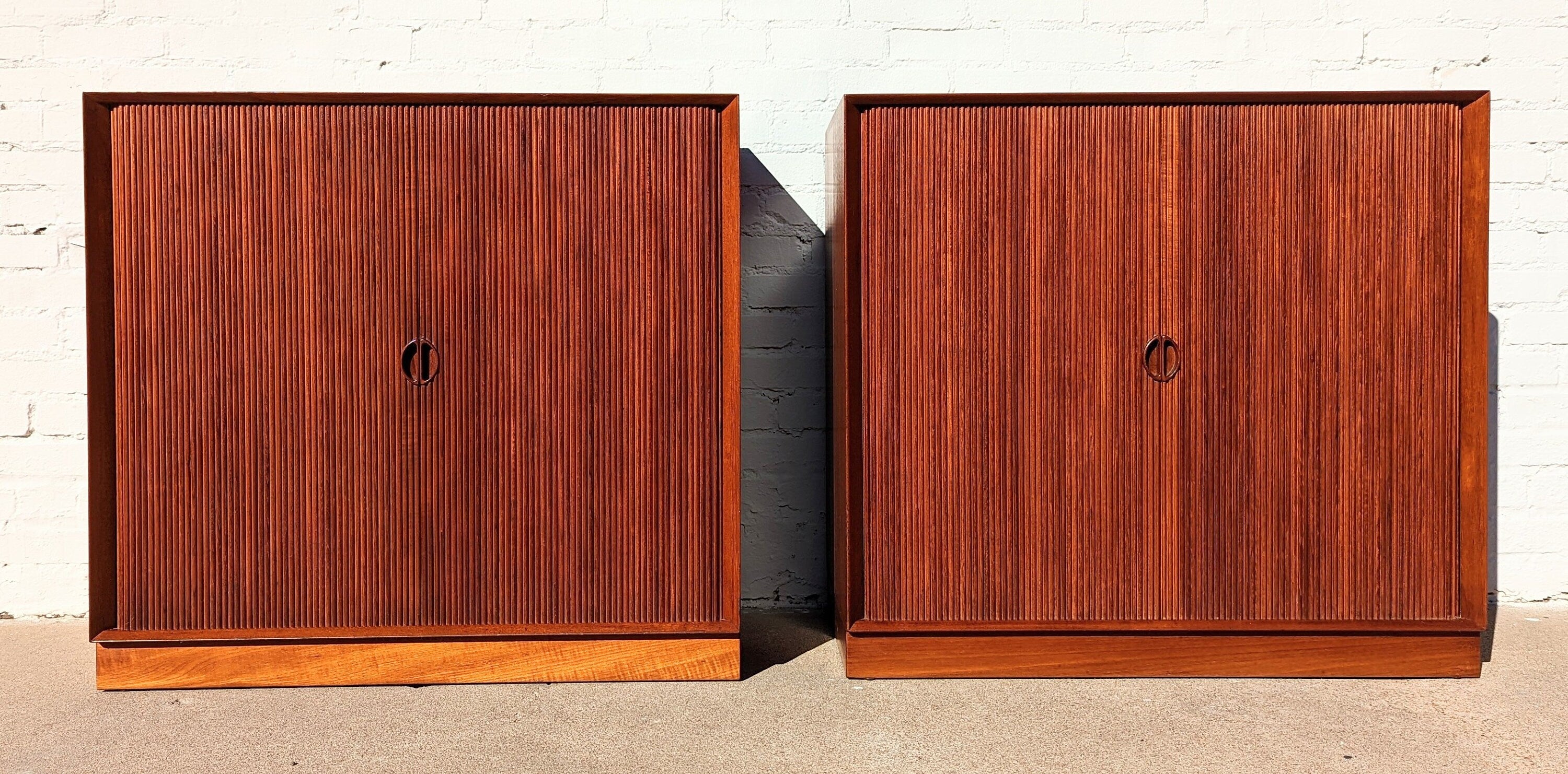 Mid Century Danish Modern Tambour Door Cabinet by Hvidt & Molgaard
