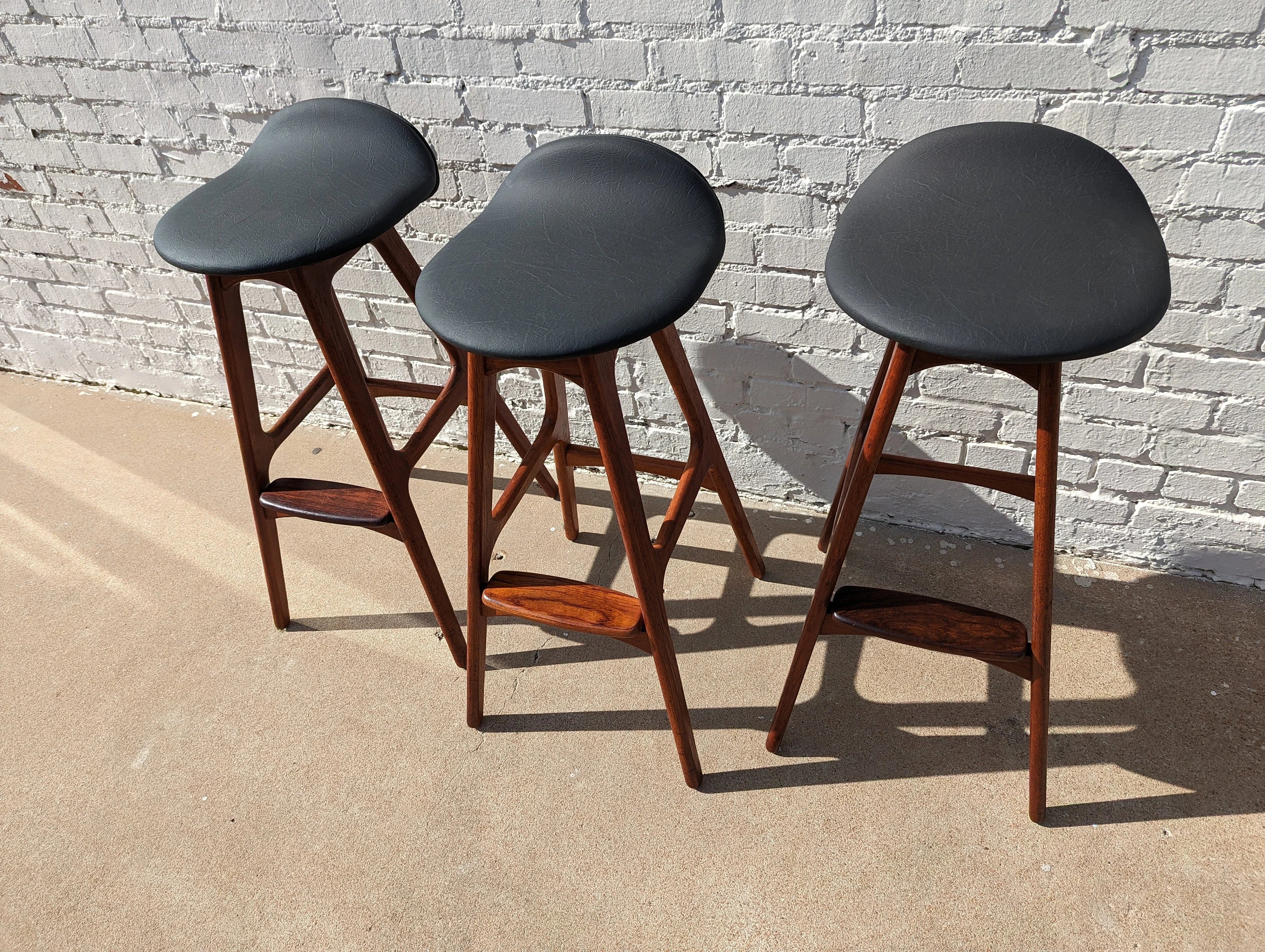 Mid Century Danish Modern Eric Buch Teak Barstools