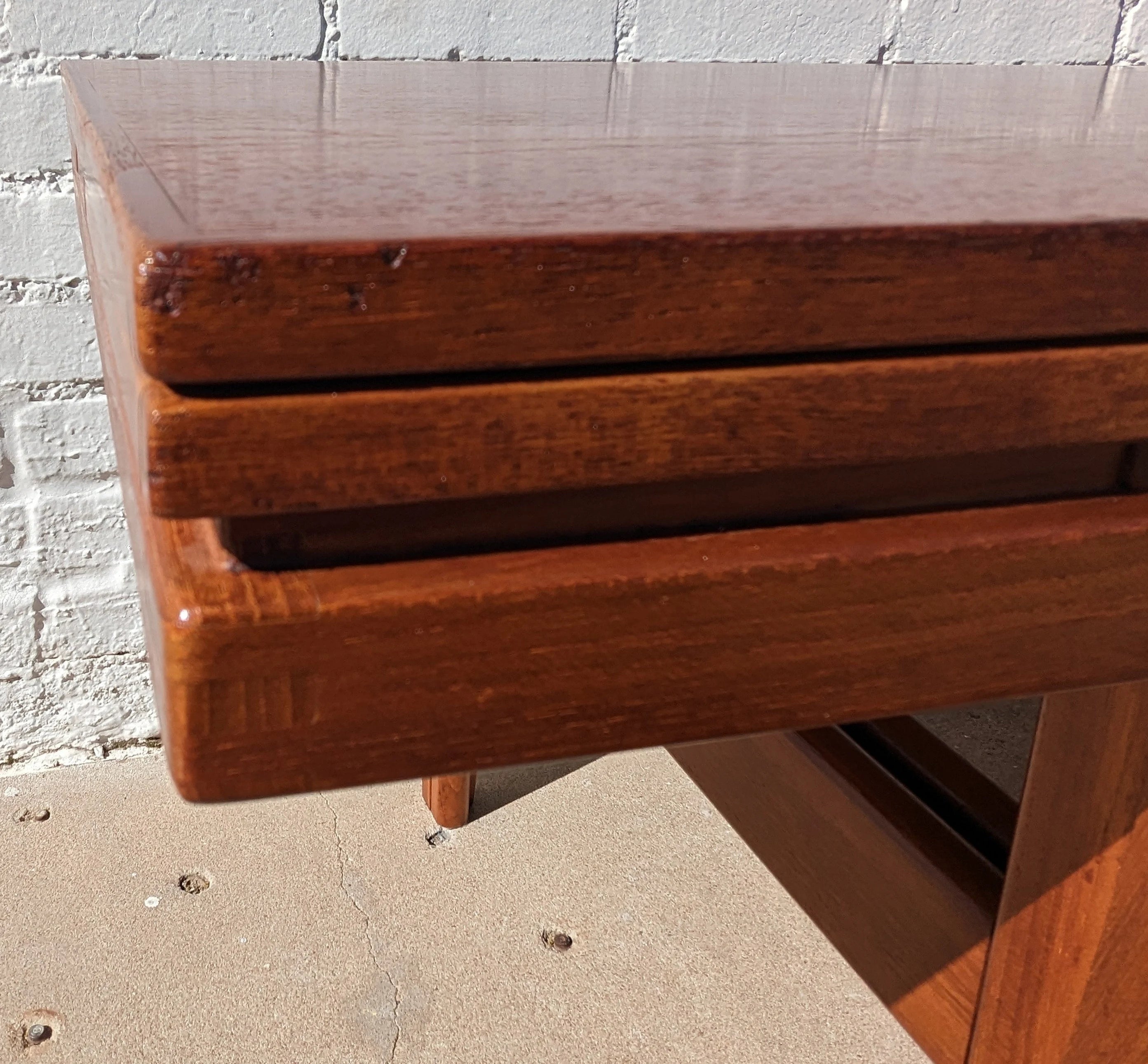 Mid Century English Modern Teak Elevator Table by Trioh