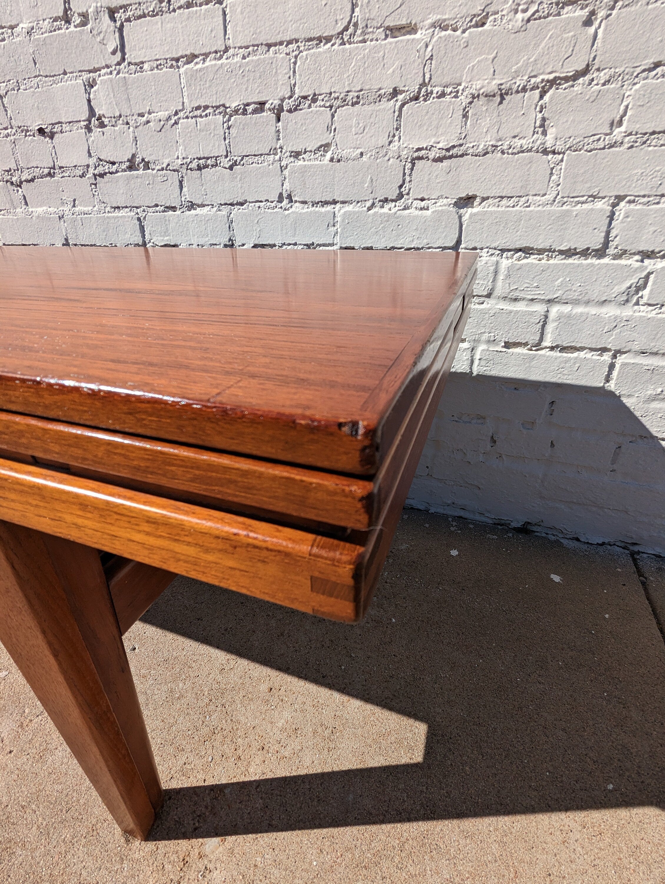 Mid Century English Modern Teak Elevator Table by Trioh