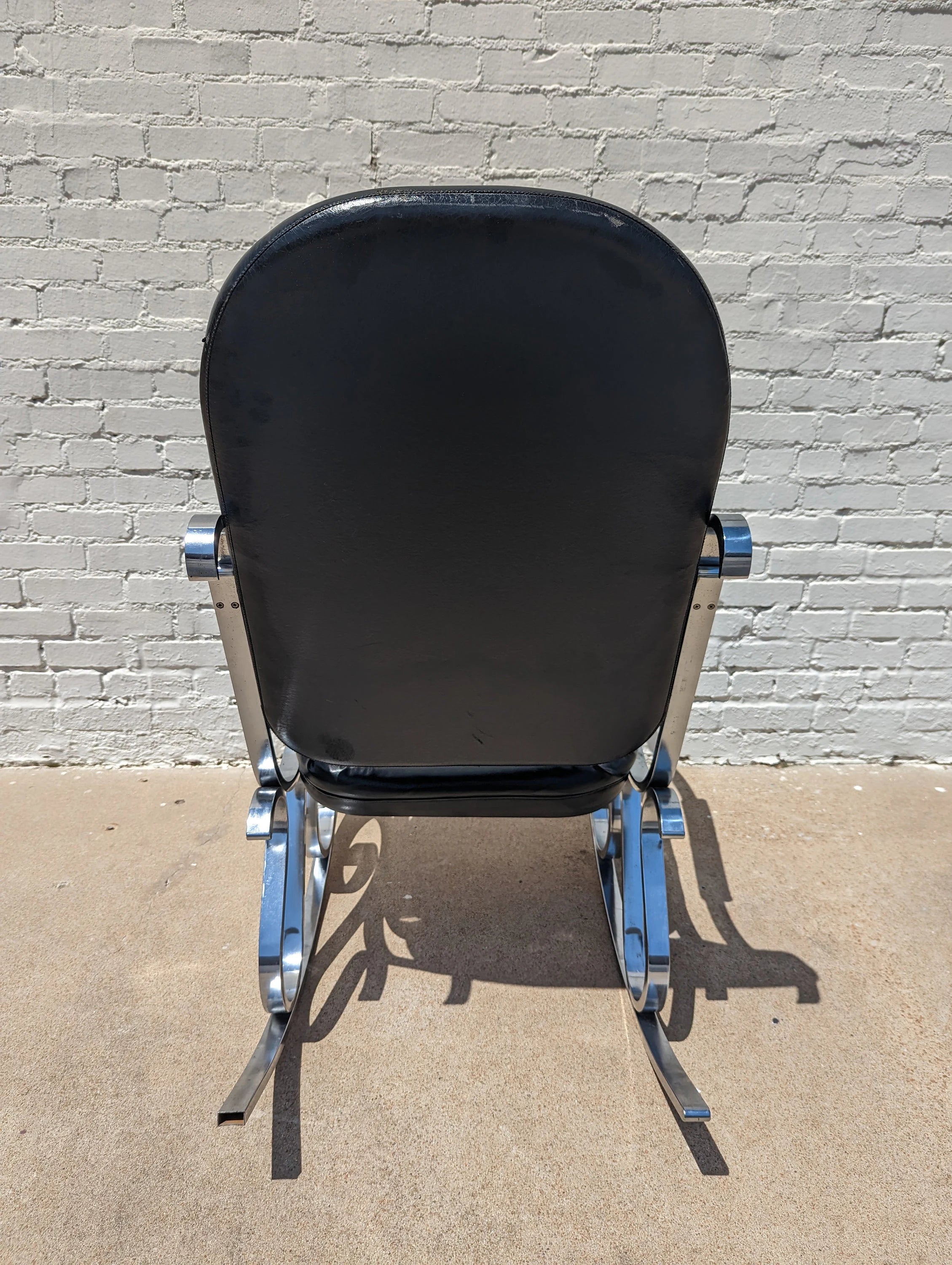 Mid Century Modern Chrome and Naugahyde Rocker by Jansen