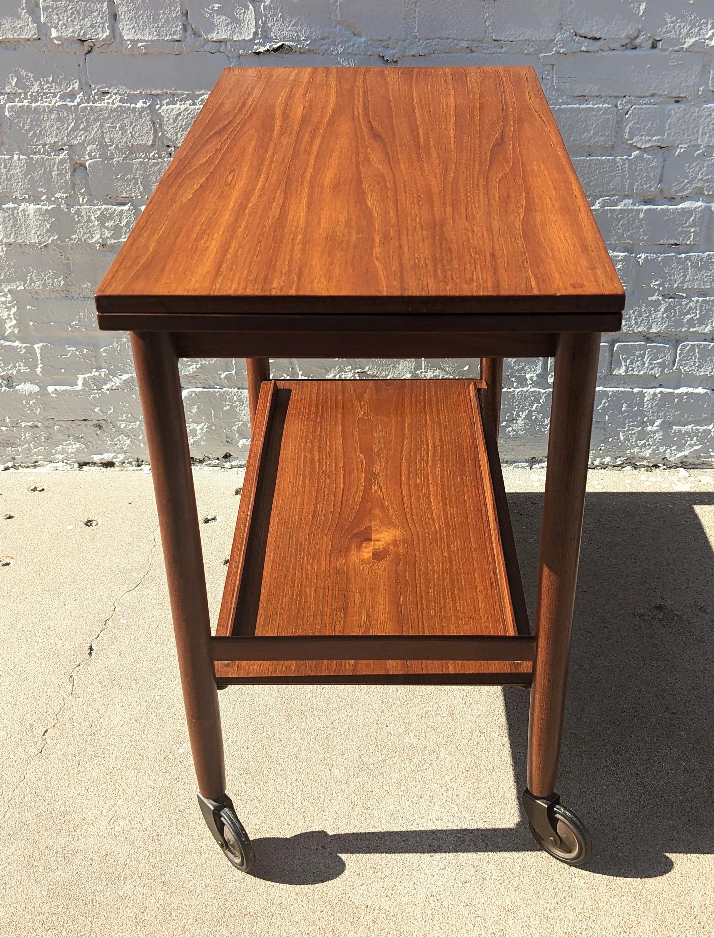 Mid Century Danish Modern Flip Top Rolling Bar