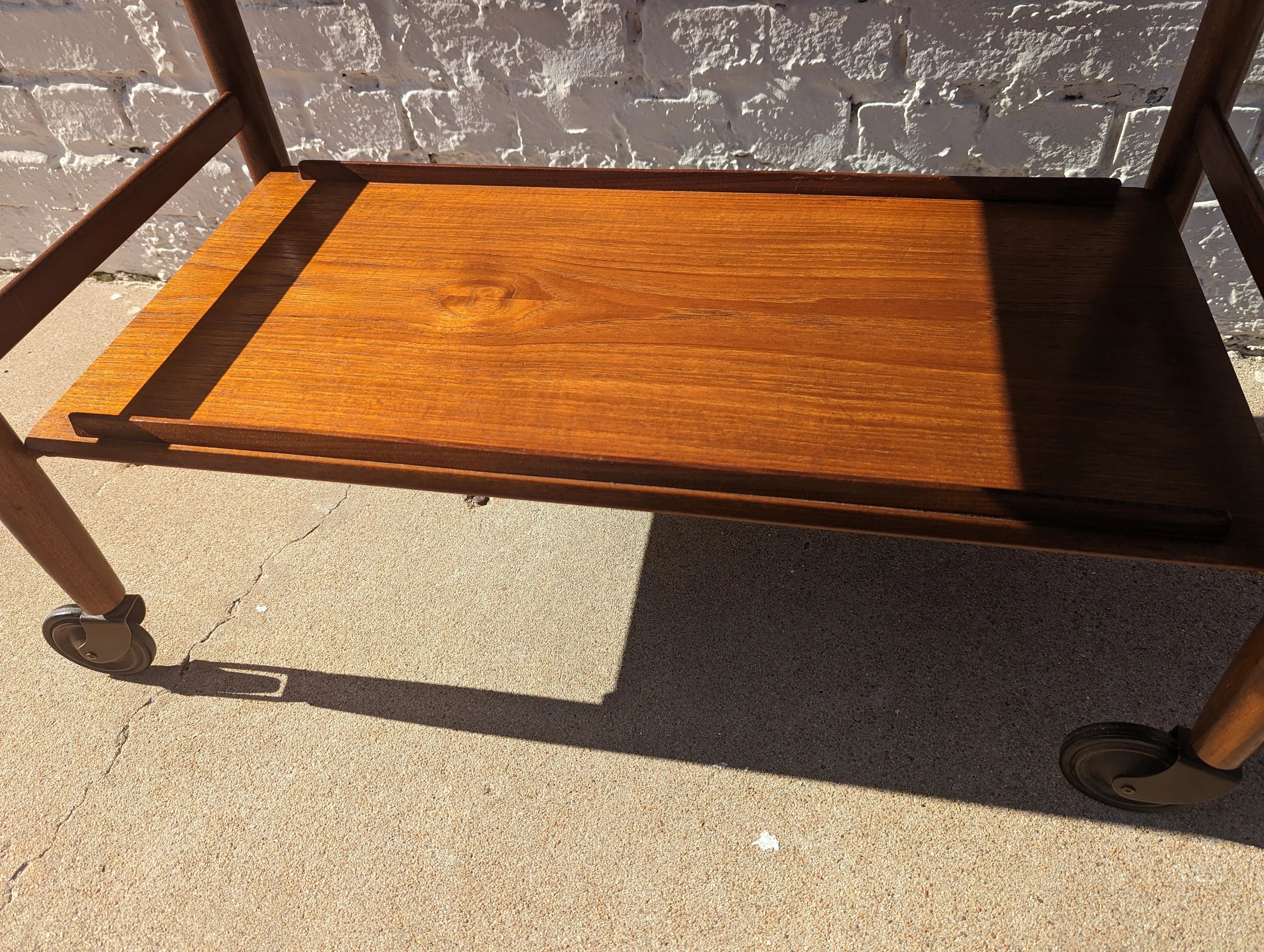 Mid Century Danish Modern Flip Top Rolling Bar