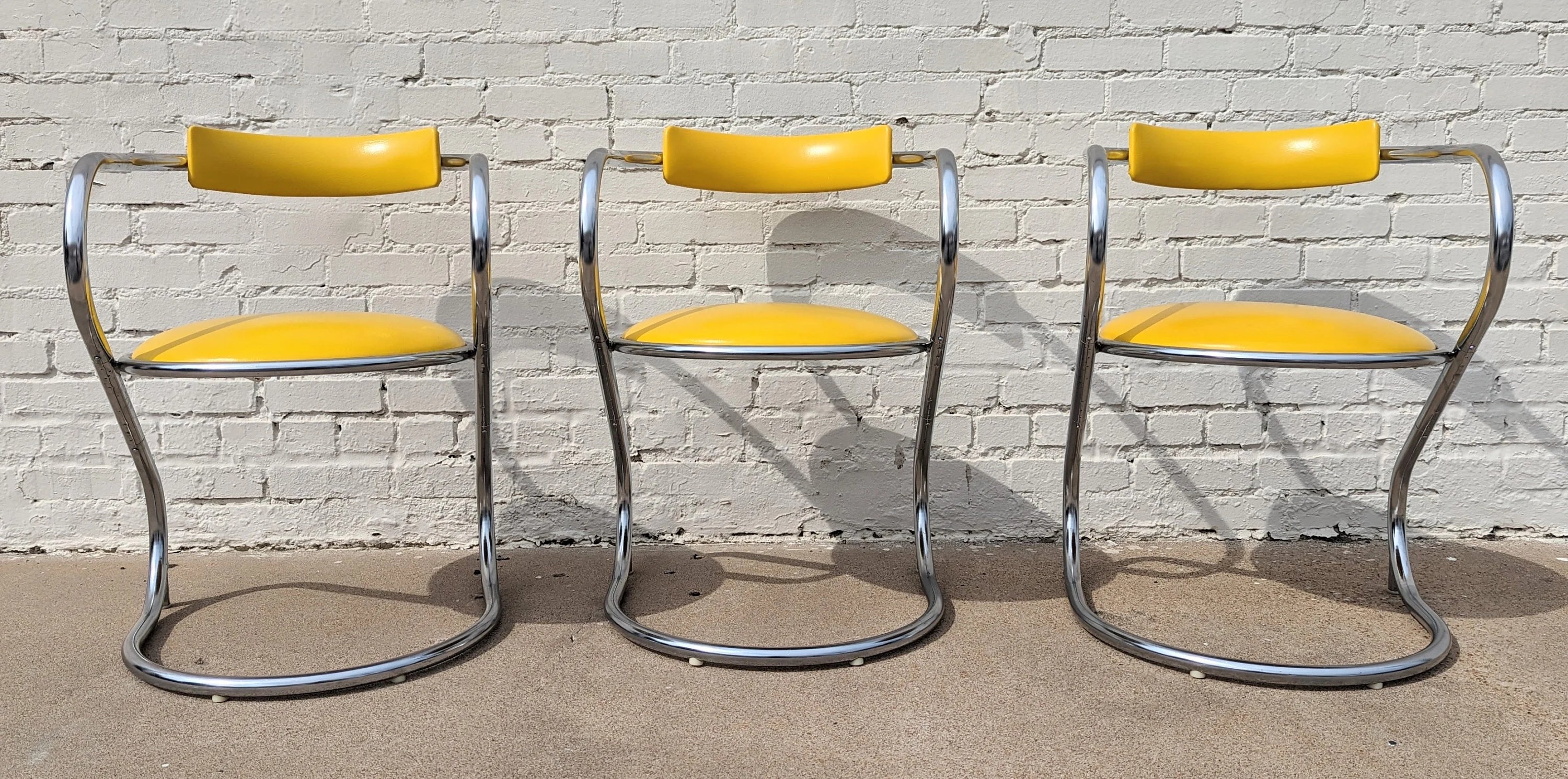 Mid Century Modern Cantilevered Chrome Chairs