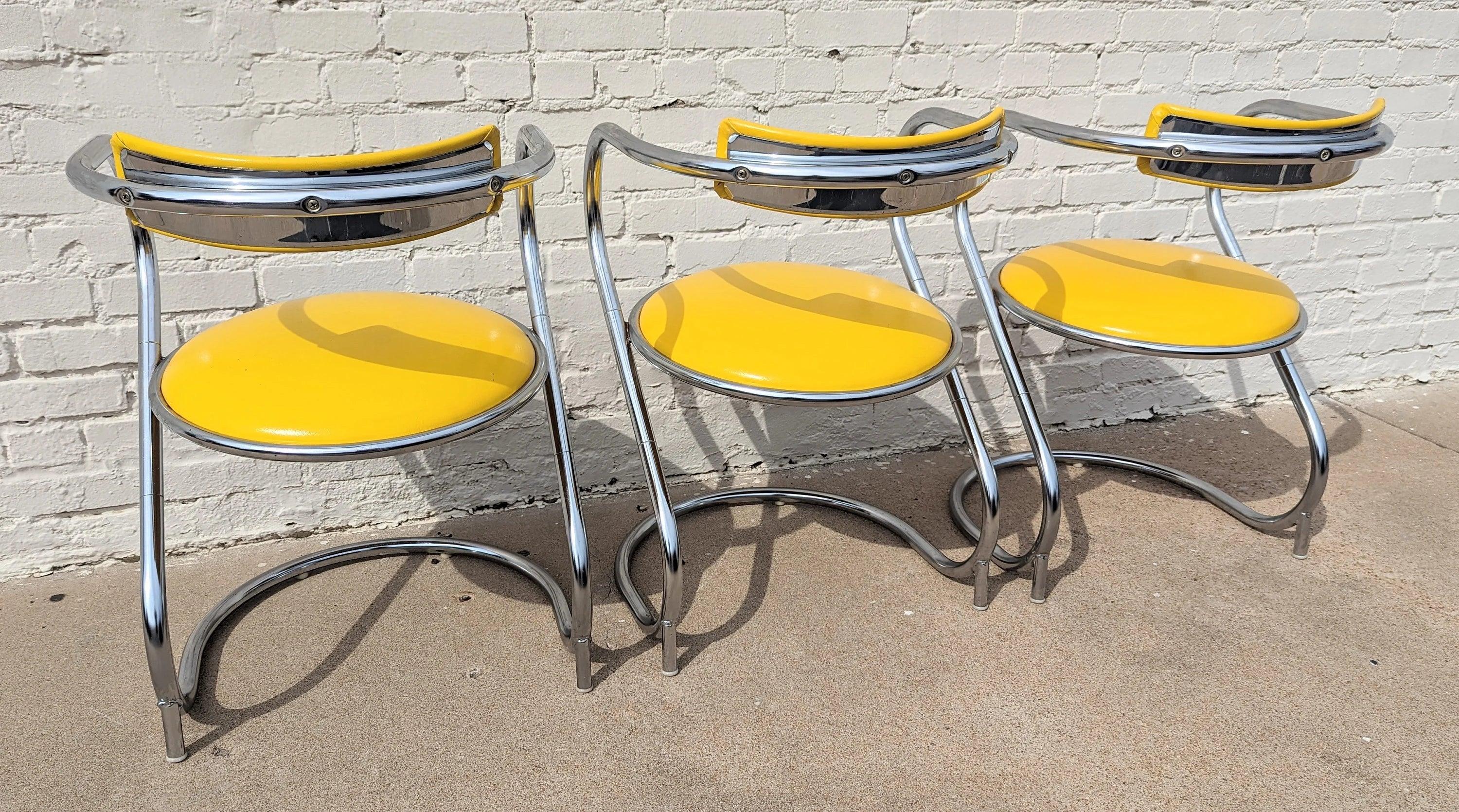 Mid Century Modern Cantilevered Chrome Chairs