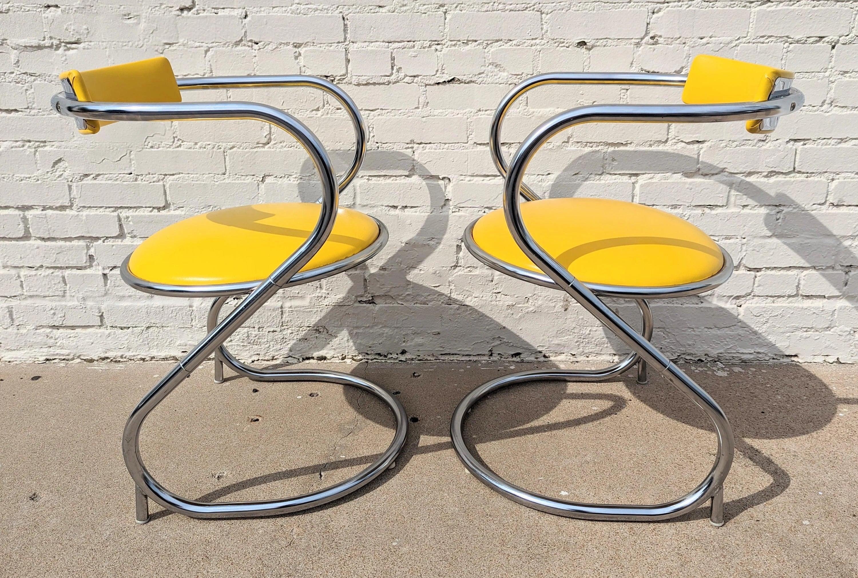 Mid Century Modern Cantilevered Chrome Chairs