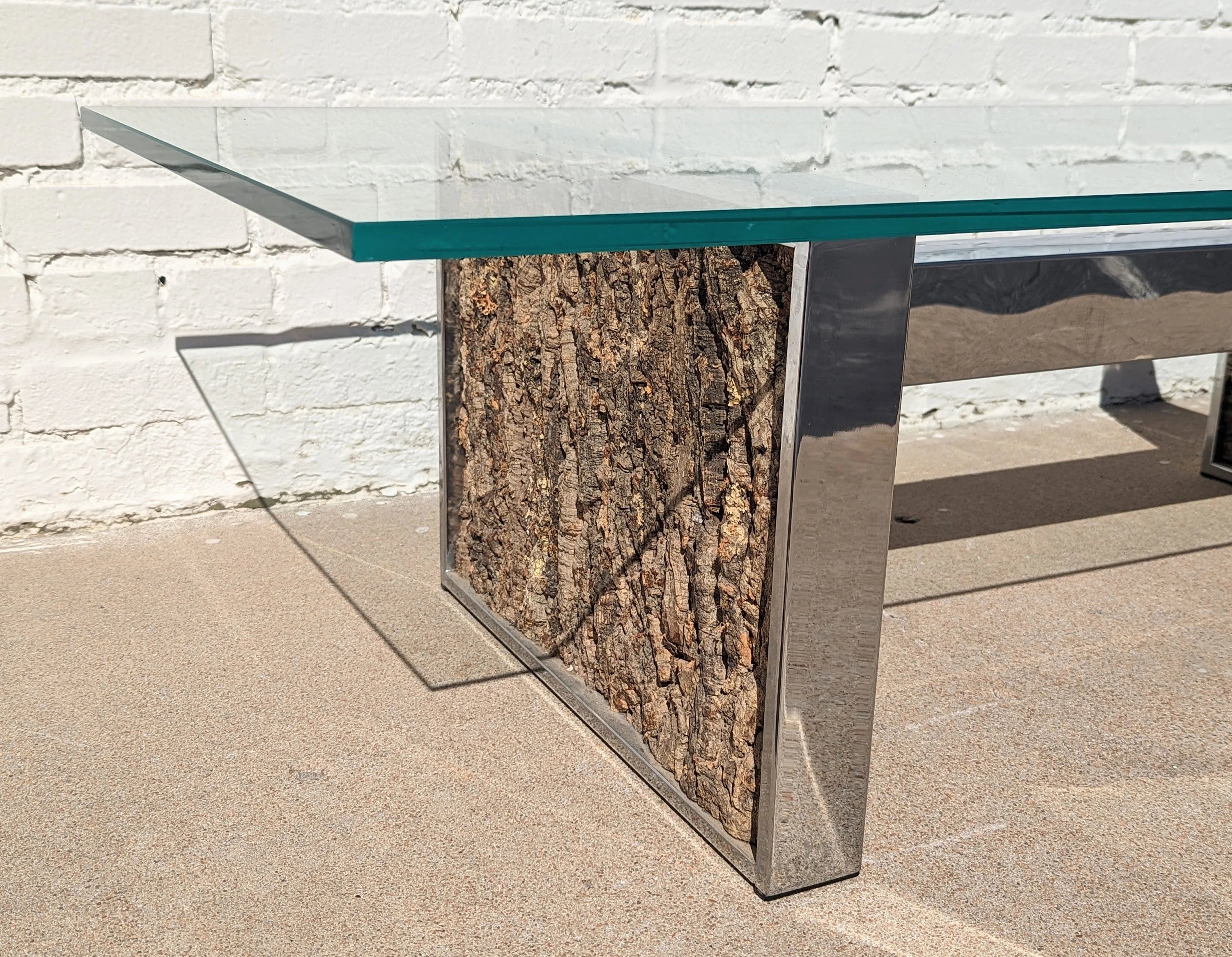 Mid Century Modern Adrian Pearsall Stainless Steel and Cork Coffee Table