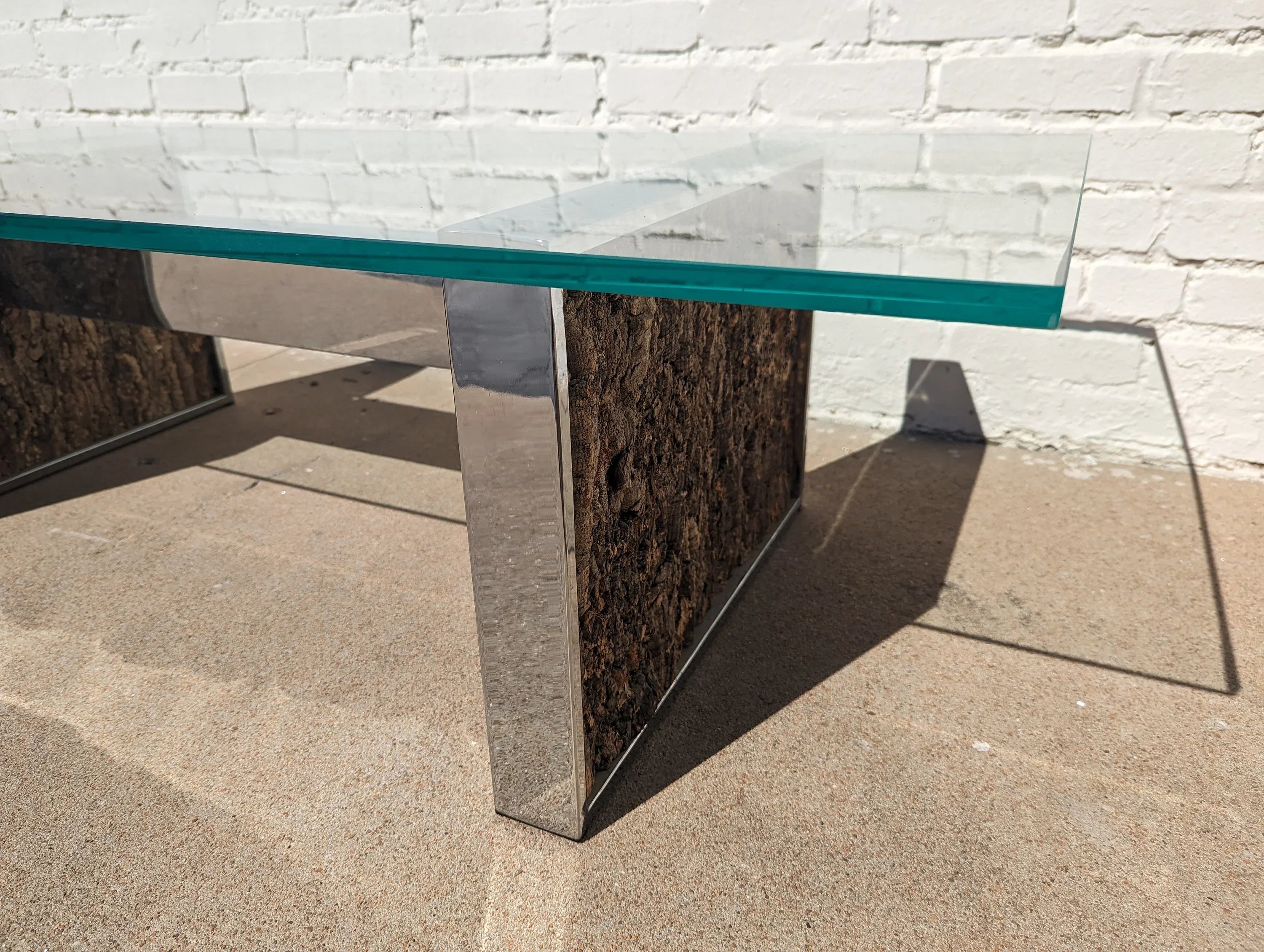Mid Century Modern Adrian Pearsall Stainless Steel and Cork Coffee Table