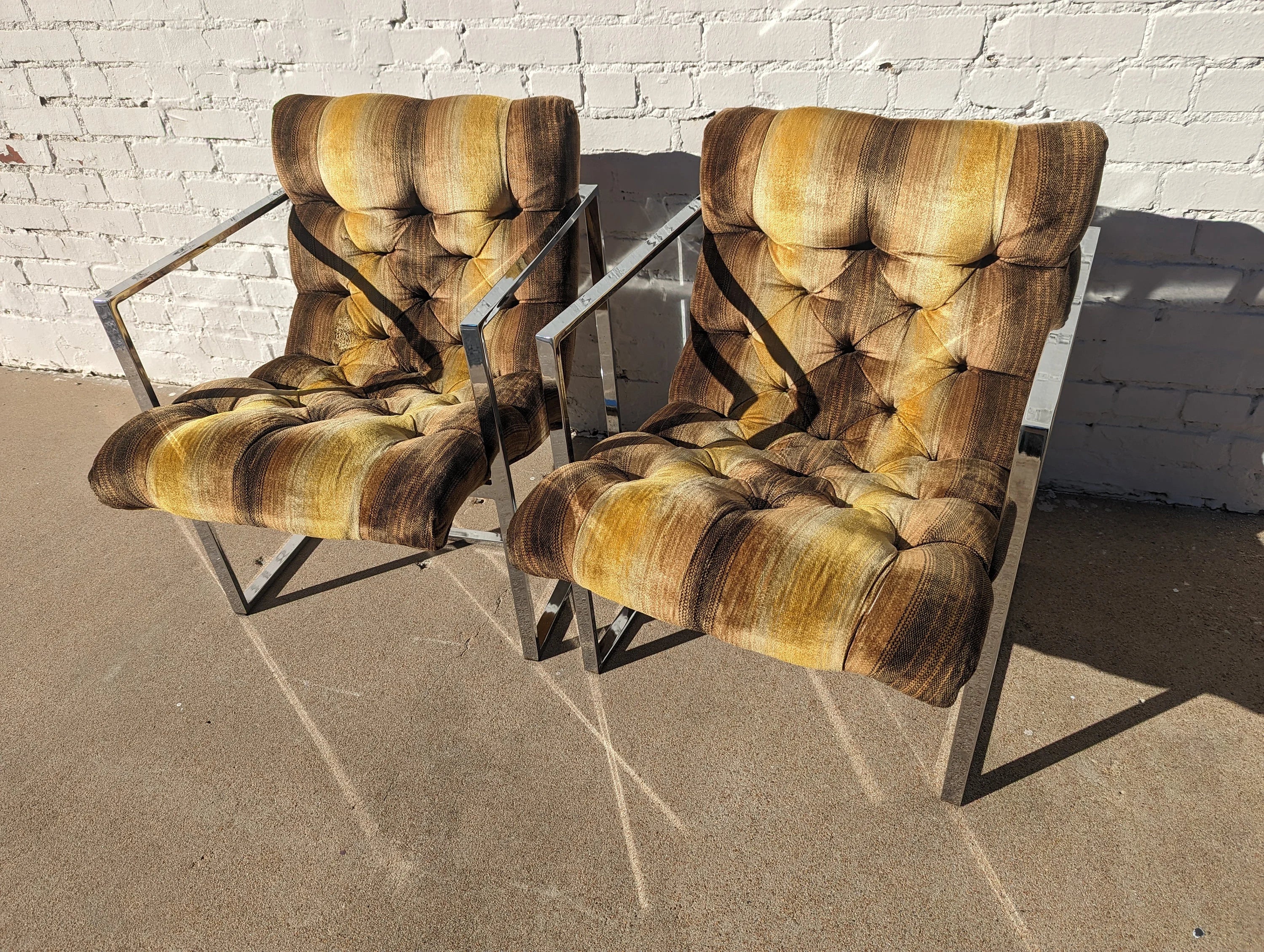 Mid Century Modern Milo Baughman Stainless Steel Scoop Chairs