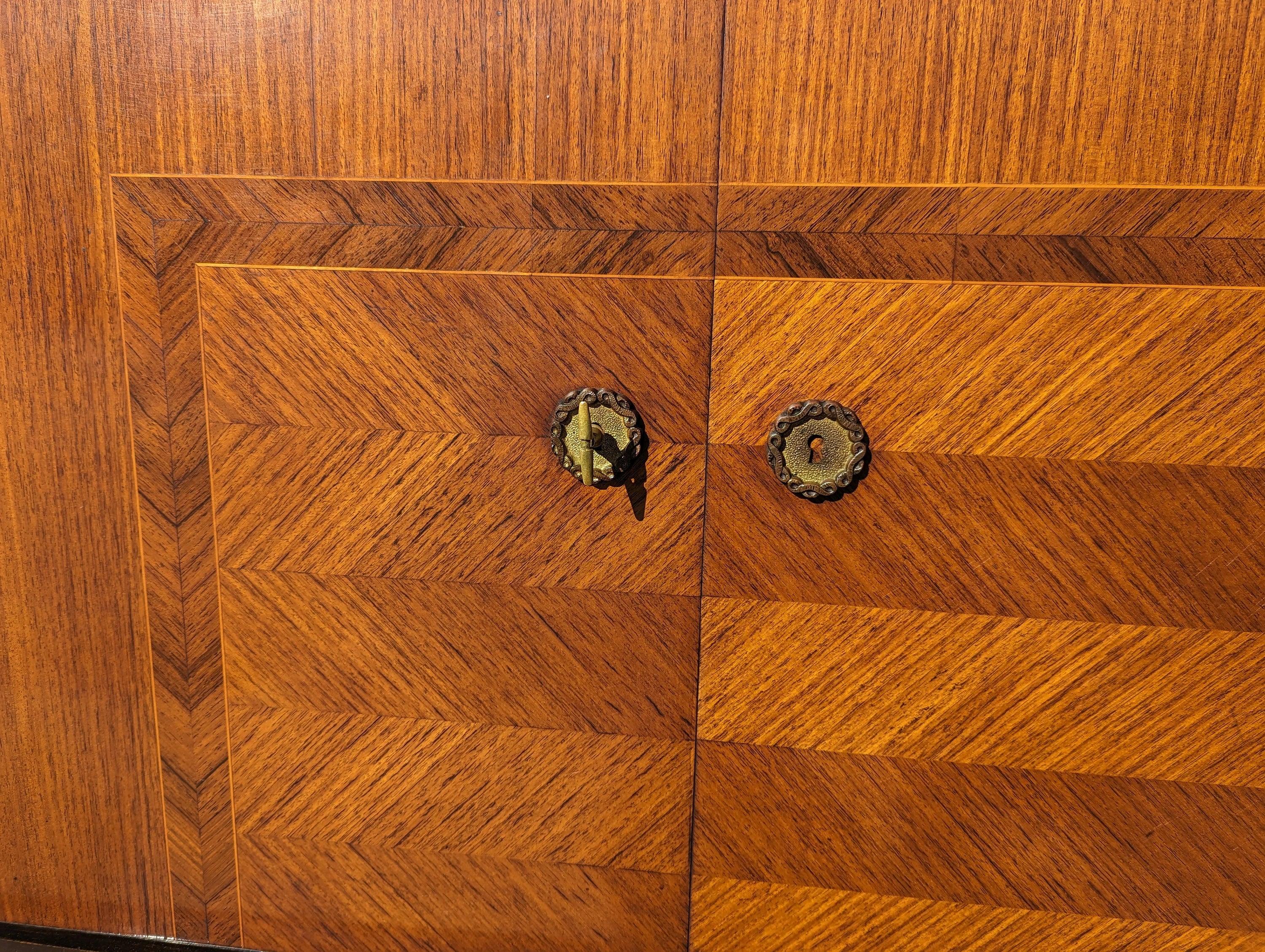 Mid Century French Modern Herringbone Credenza