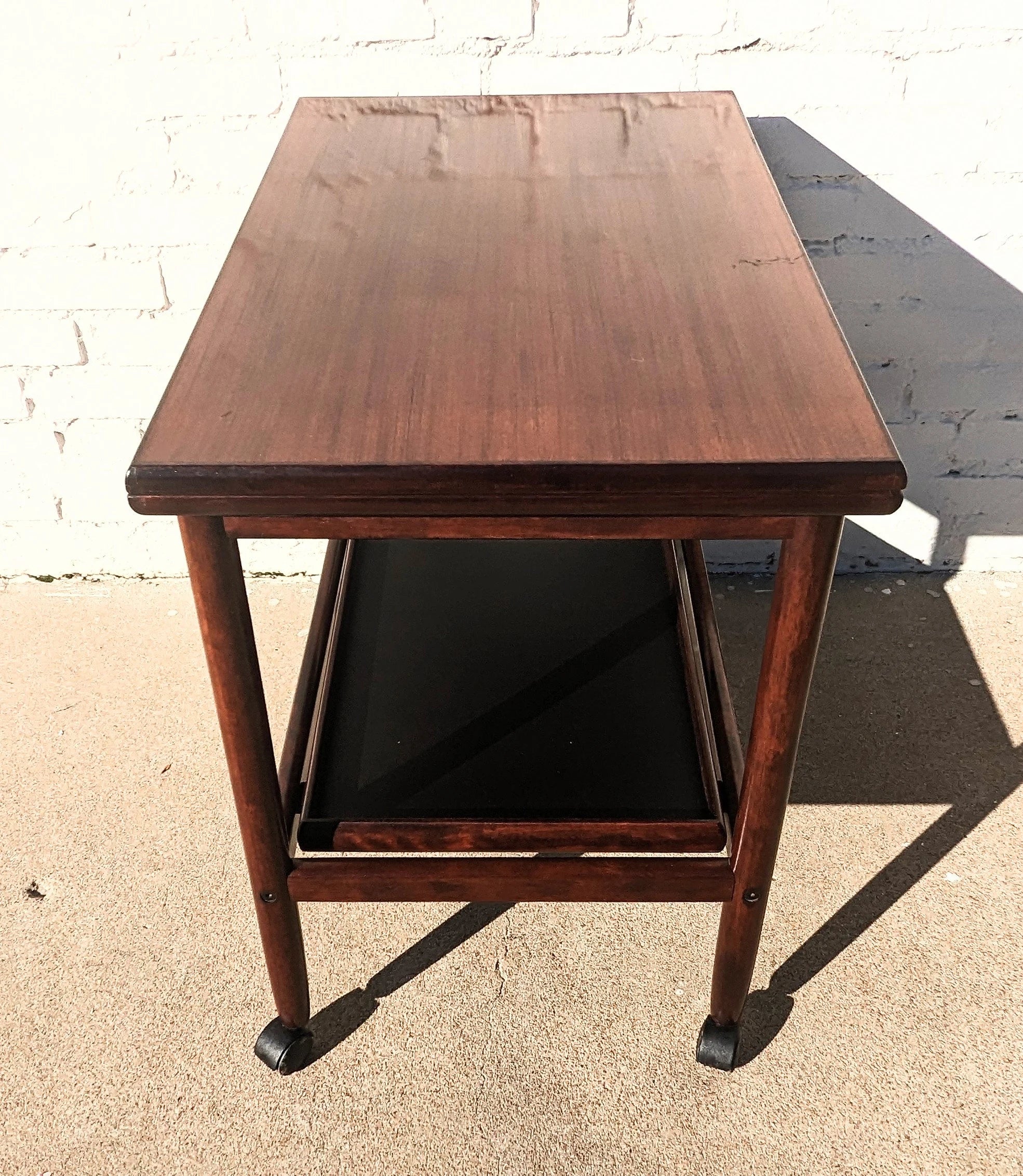 Mid Century Danish Modern Rosewood Rolling Bar