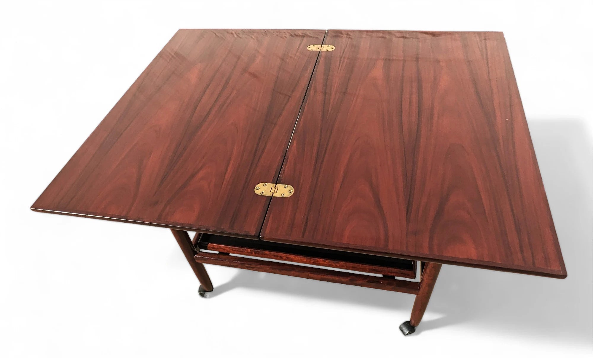 Mid Century Danish Modern Rosewood Rolling Bar