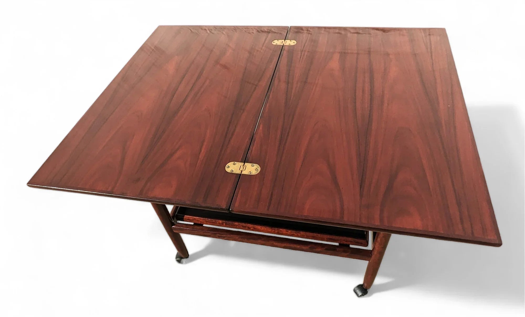 Mid Century Danish Modern Rosewood Rolling Bar