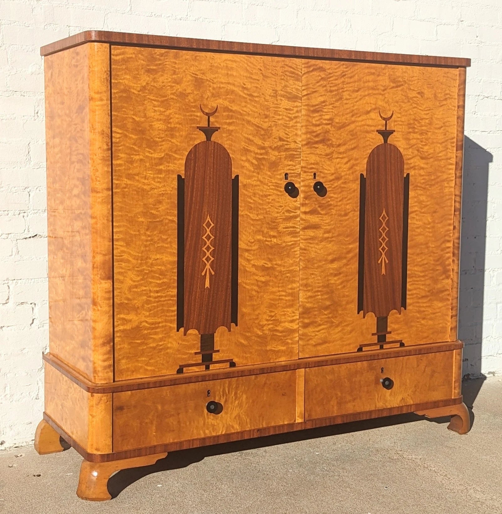 Art Deco Scandinavian Burlwood Cabinet