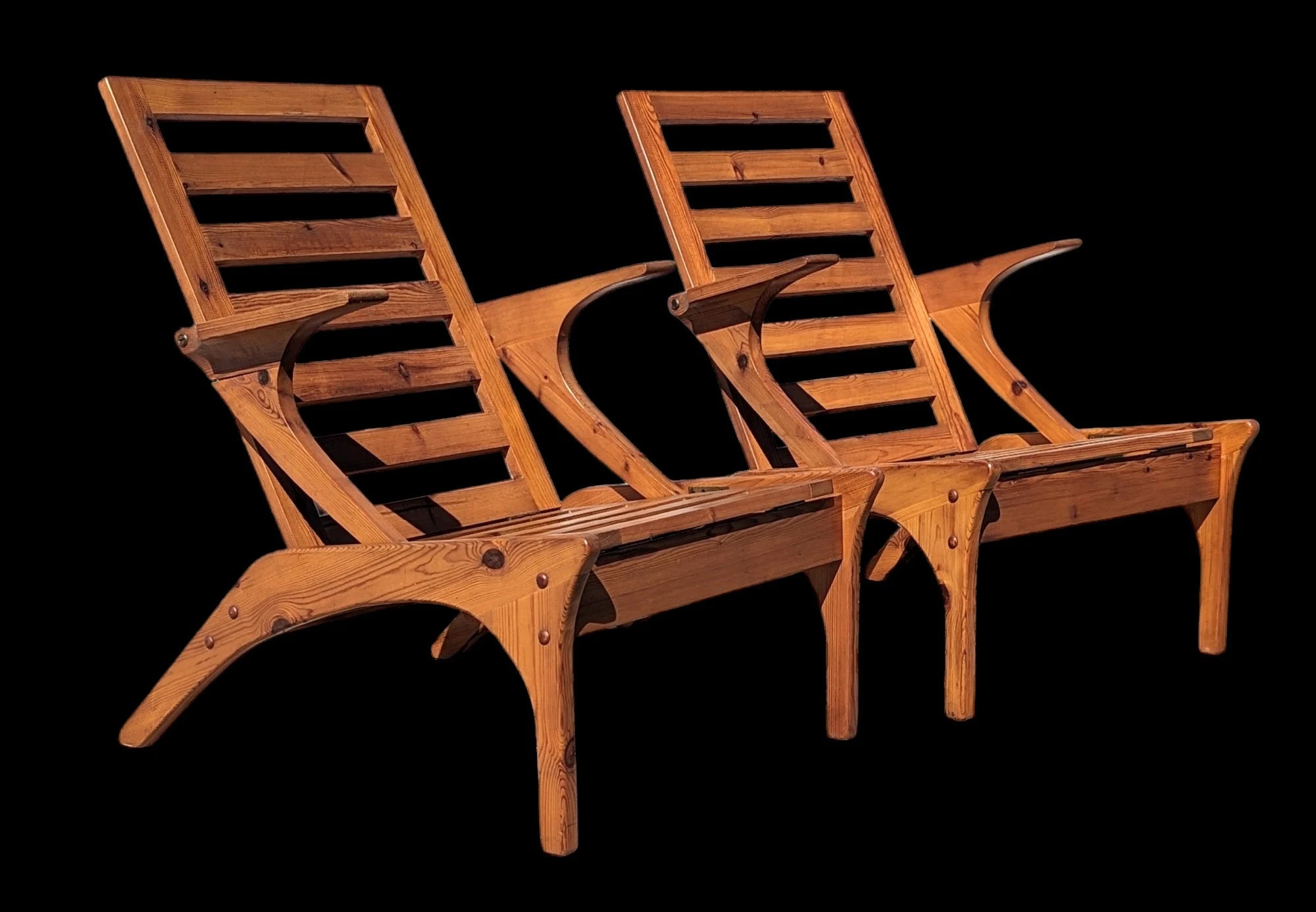 Danish Modern Pine Lounge Chairs