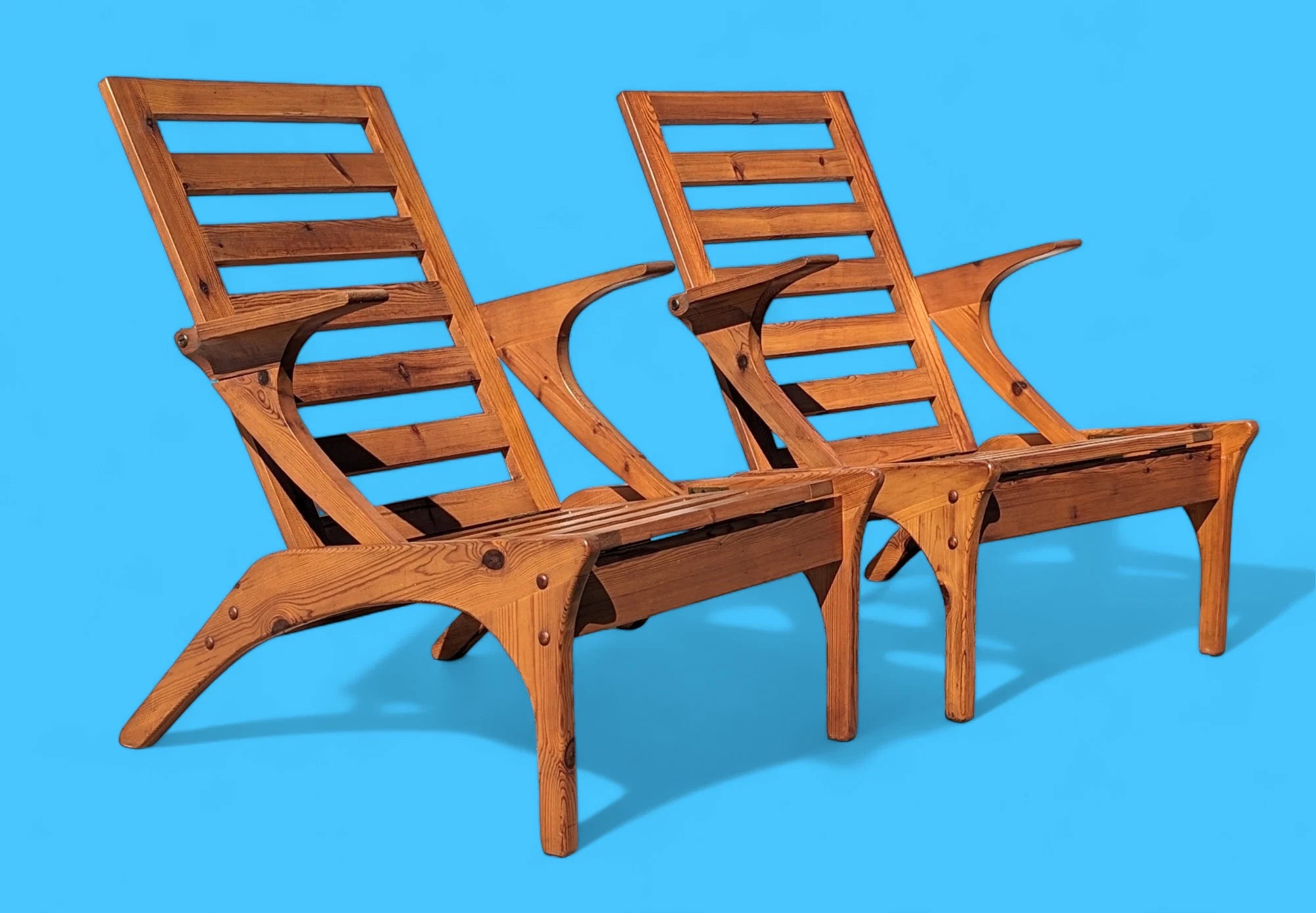 Danish Modern Pine Lounge Chairs