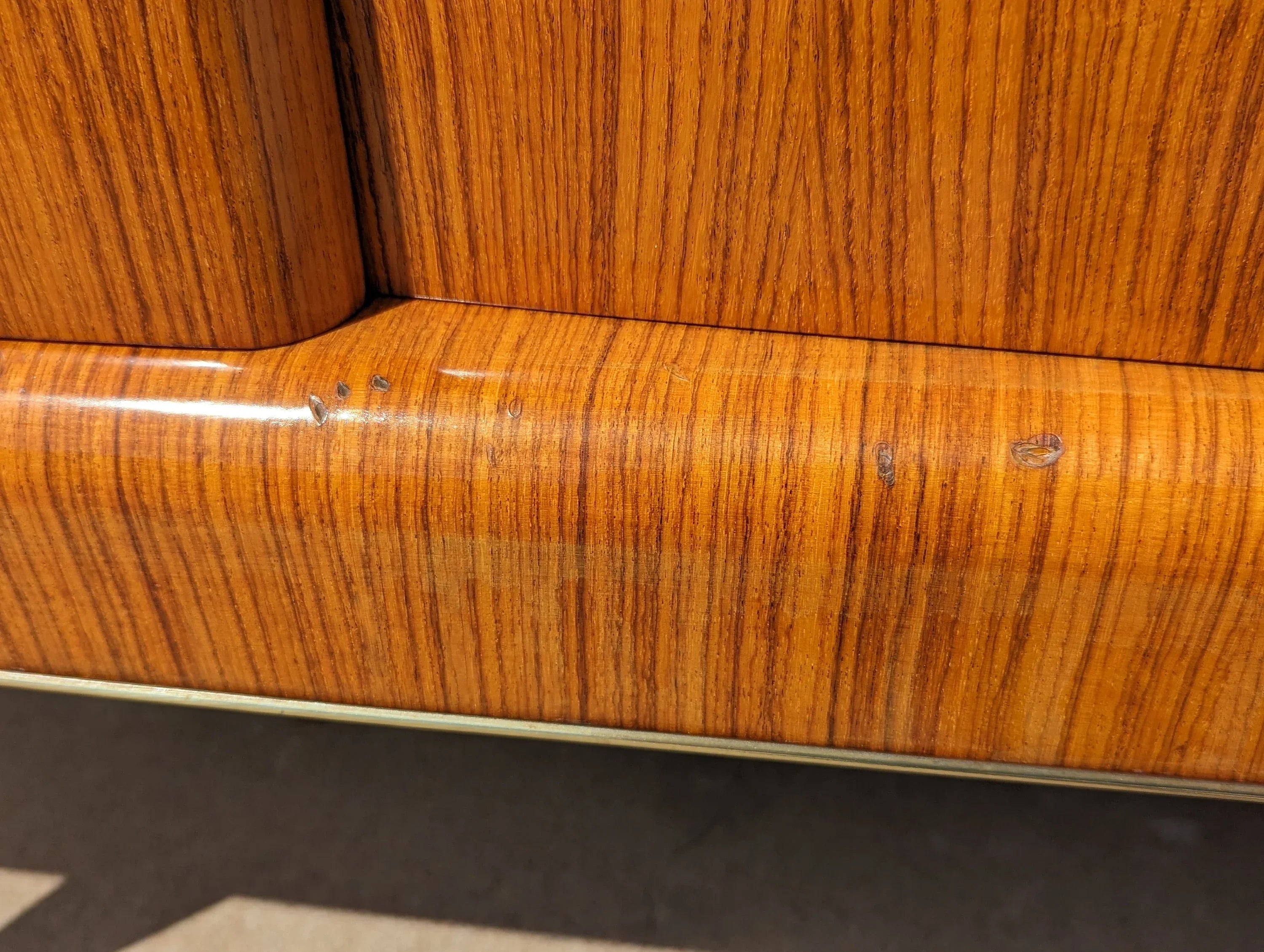 Modern French Lacquered Sunburst and Herringbone Credenza