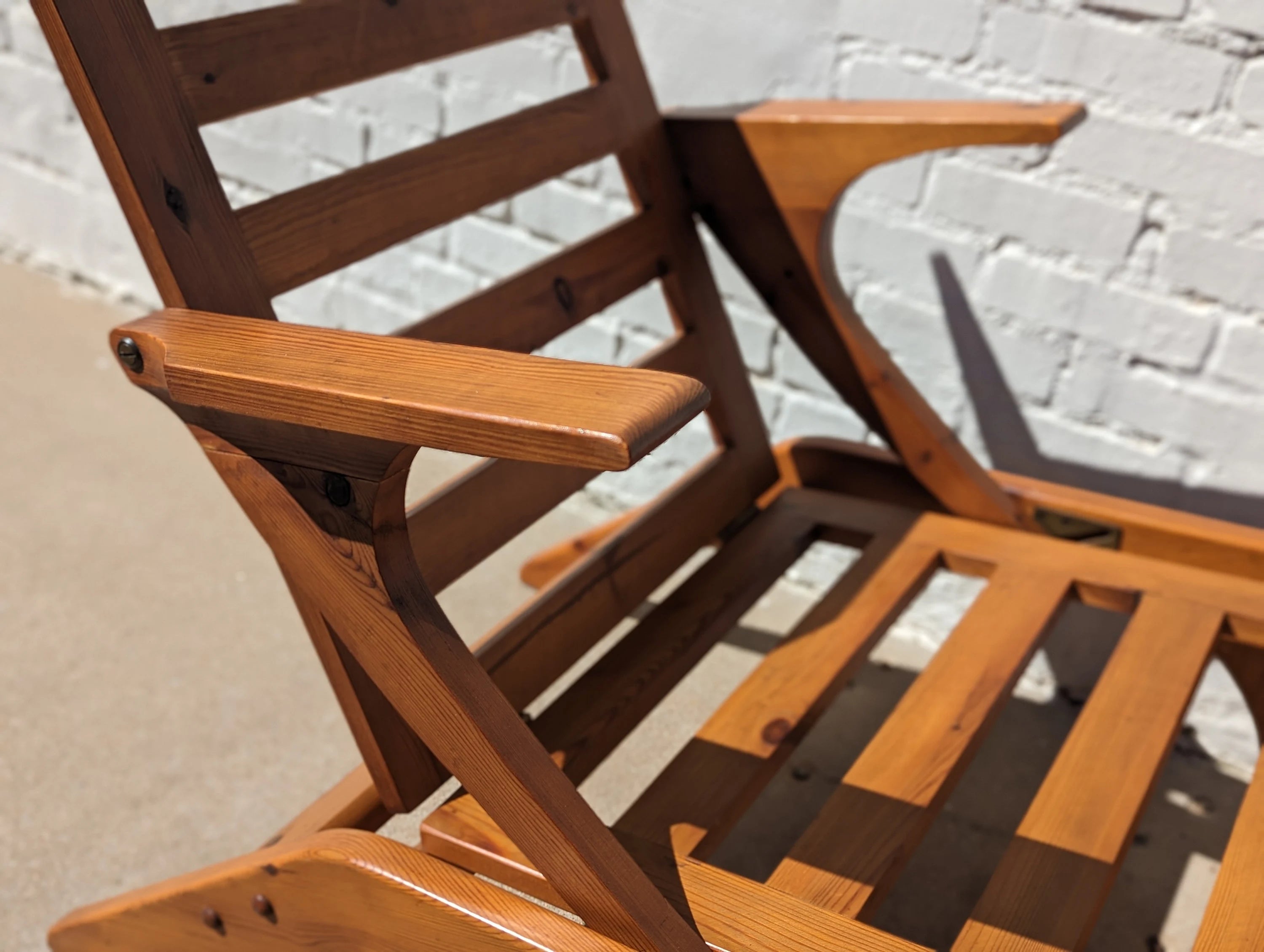 Danish Modern Pine Lounge Chairs