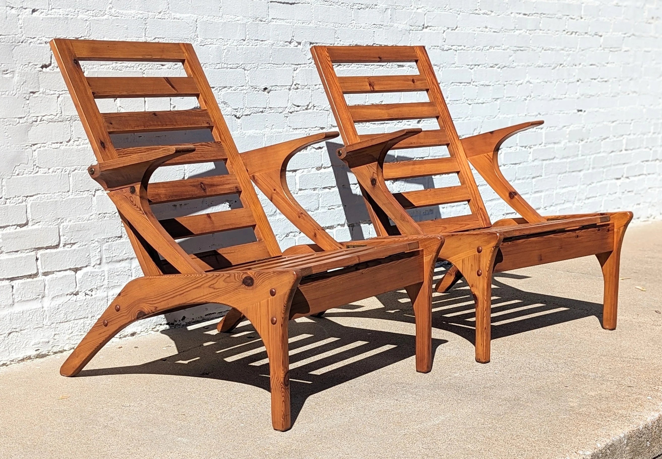 Danish Modern Pine Lounge Chairs