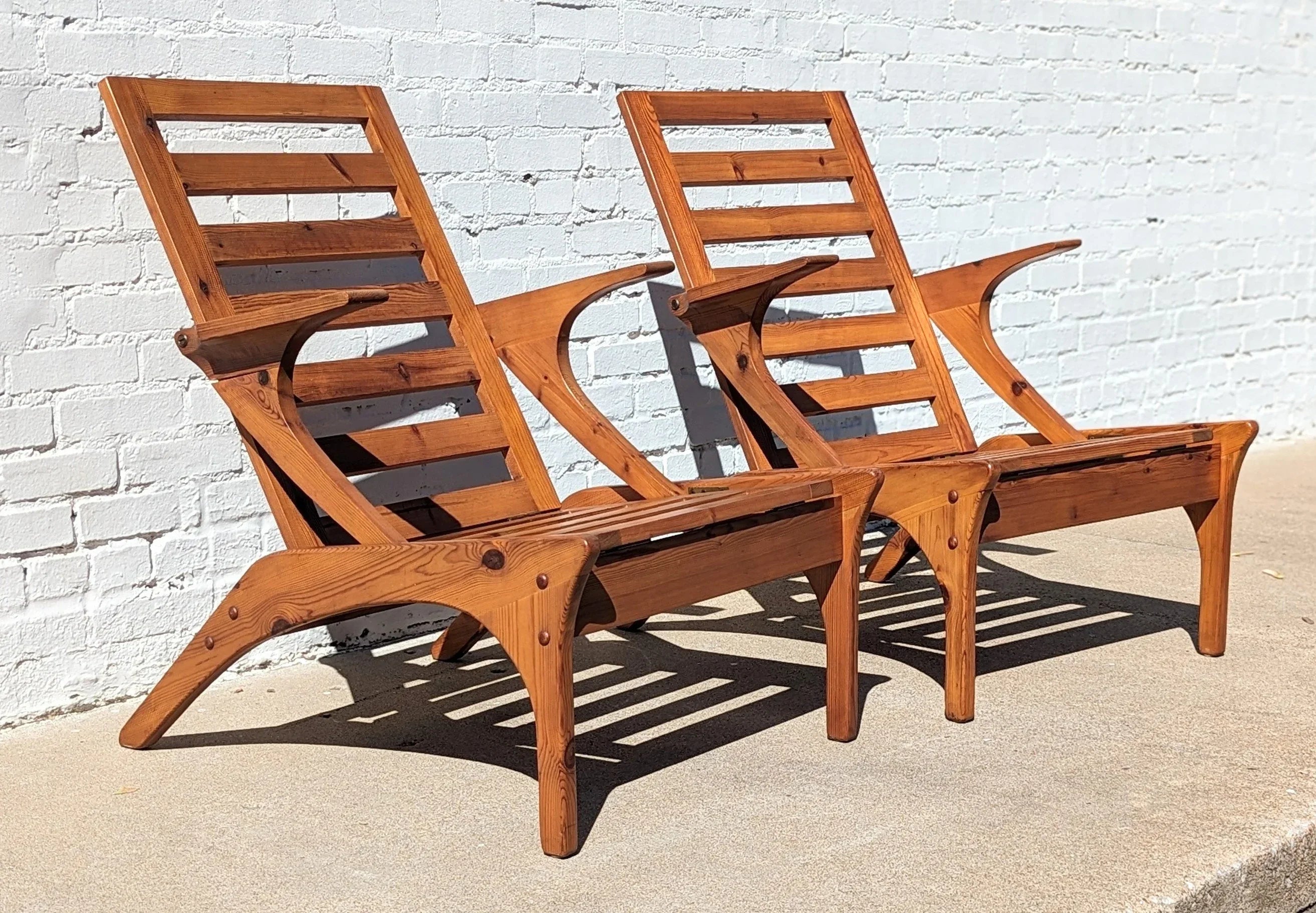 Danish Modern Pine Lounge Chairs