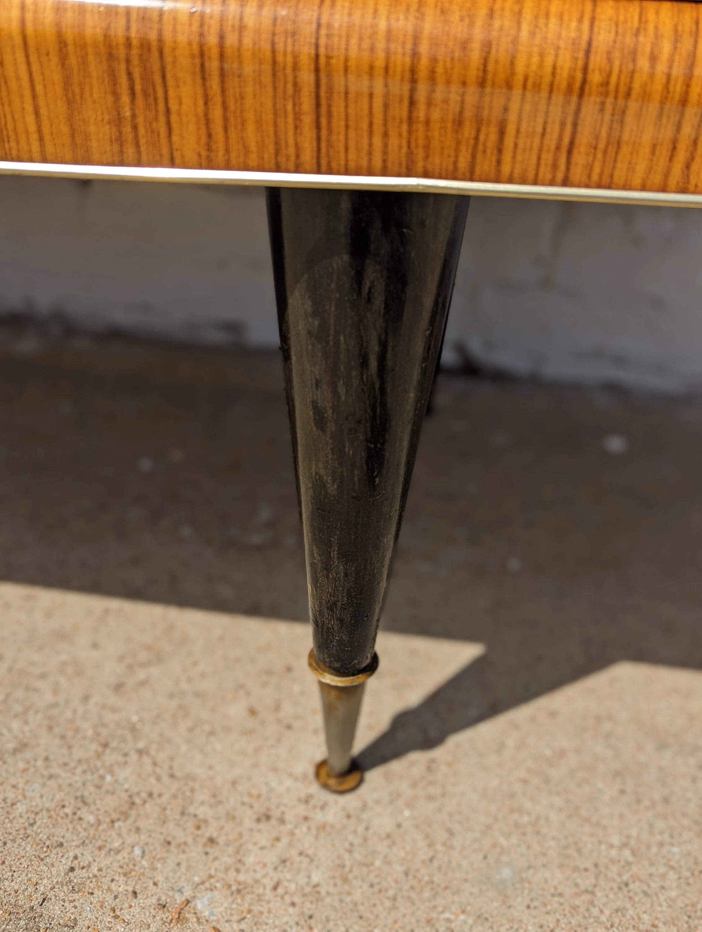 Modern French Lacquered Sunburst and Herringbone Credenza