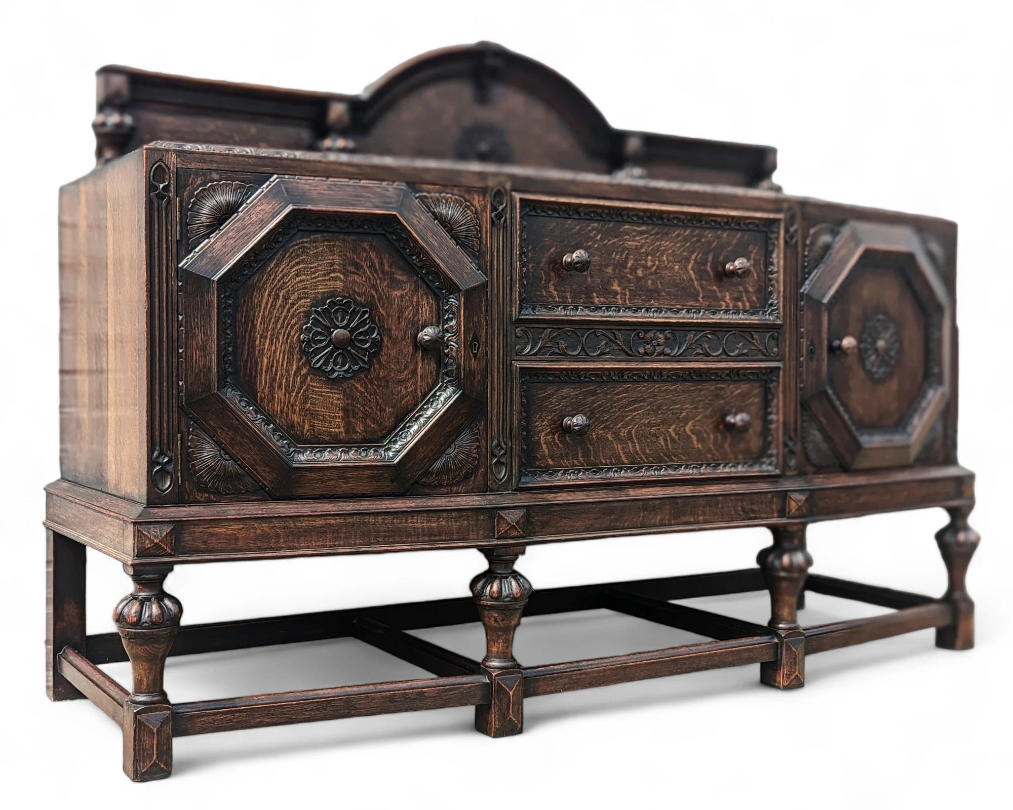 English Tudor Oak Sideboard
