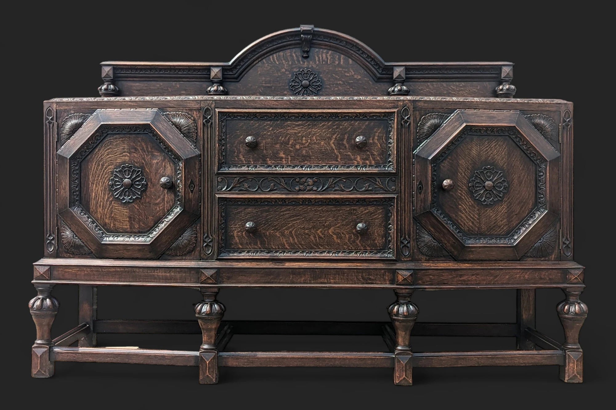 English Tudor Oak Sideboard