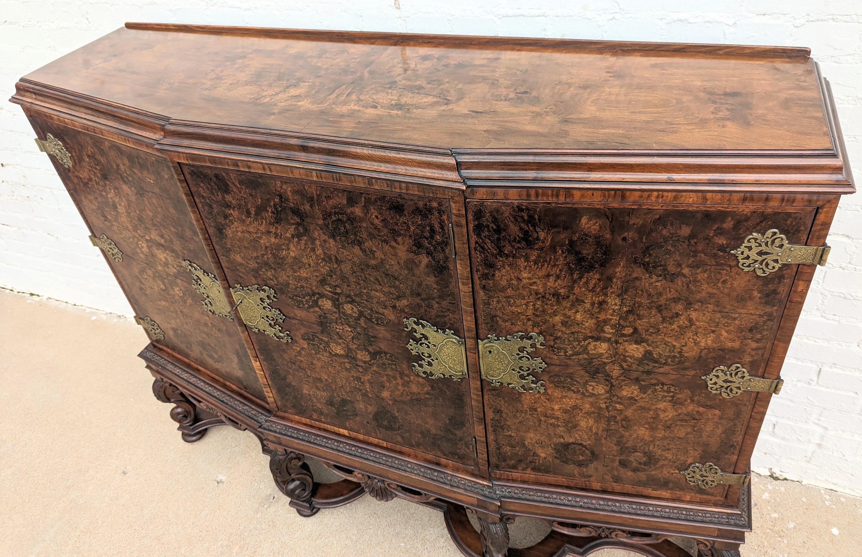 English Burlwood & Walnut Cabinet