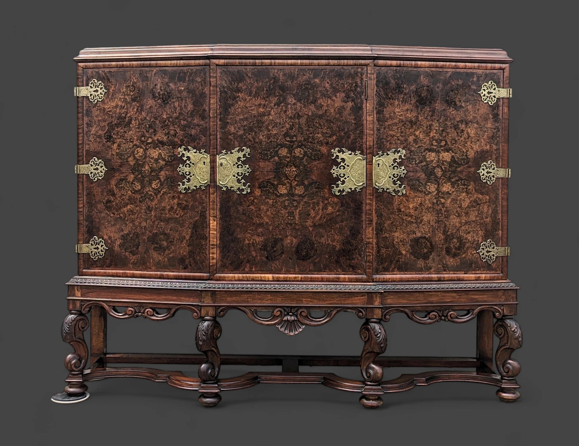 English Burlwood & Walnut Cabinet