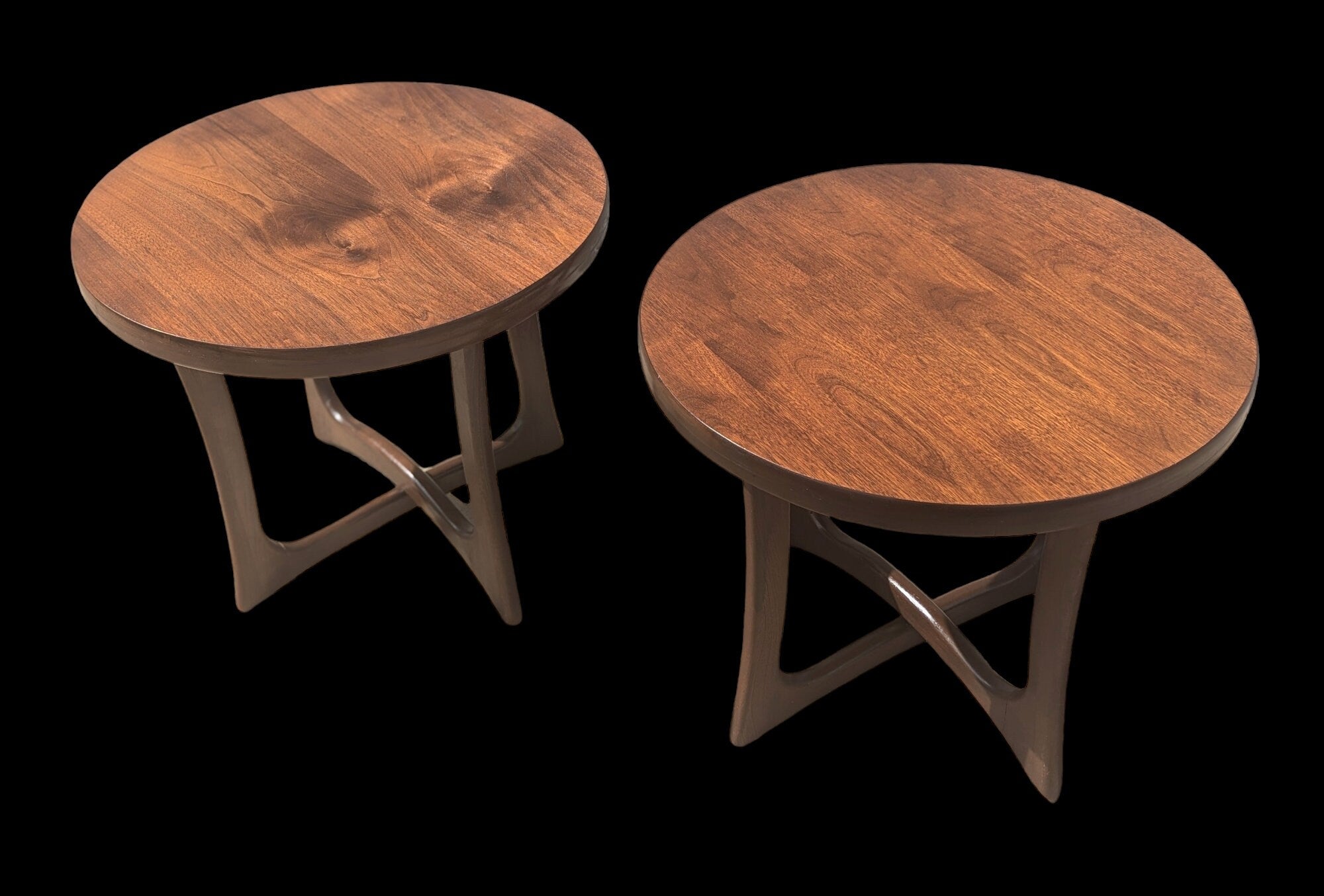 Mid Century Modern Walnut Jacks Side Tables in Manner of Adrian Pearsall