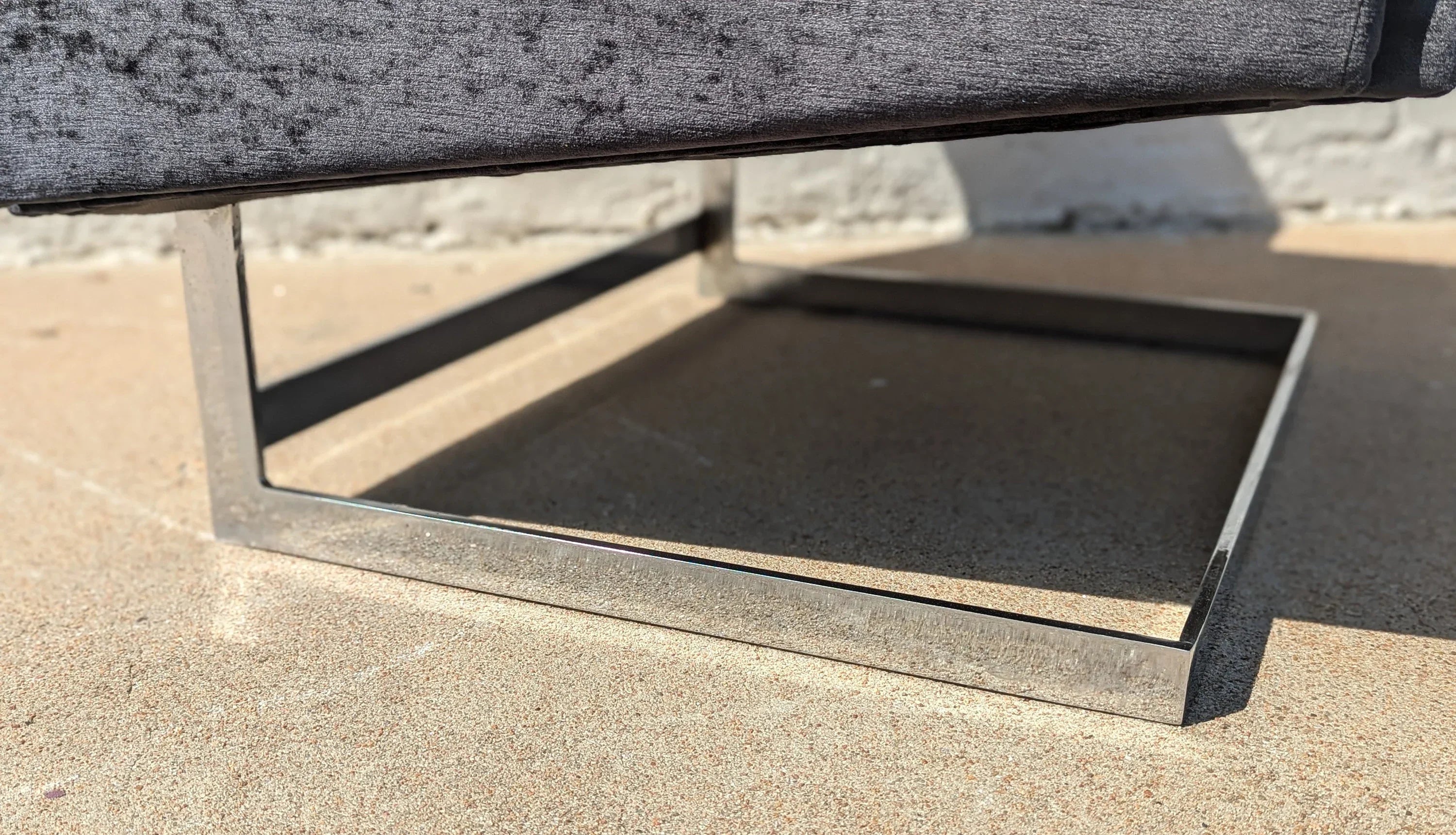 Mid Century Modern Chrome and Velvet Cantilevered High Back Chair