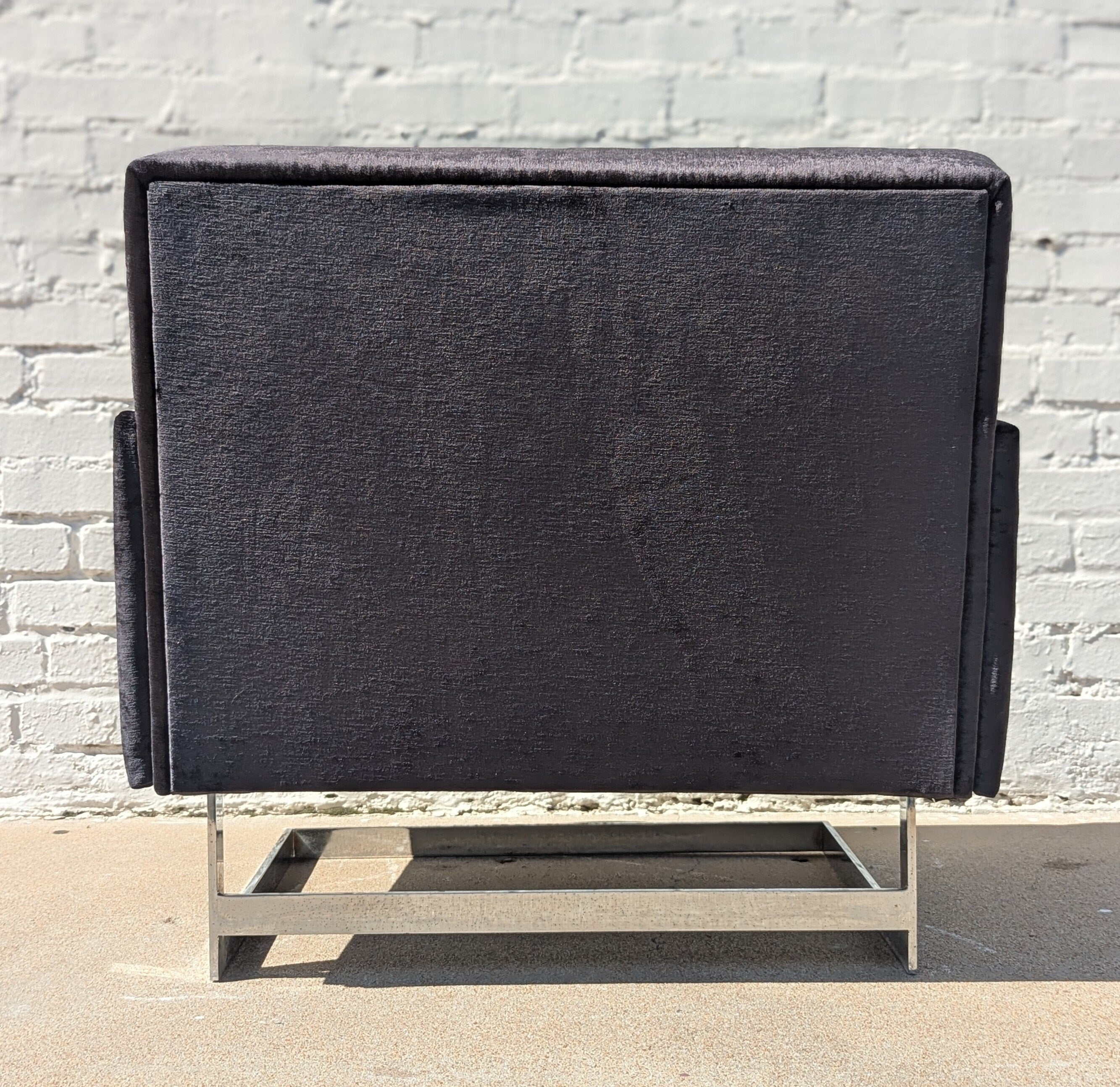 Mid Century Modern Chrome and Velvet Cantilevered Chair