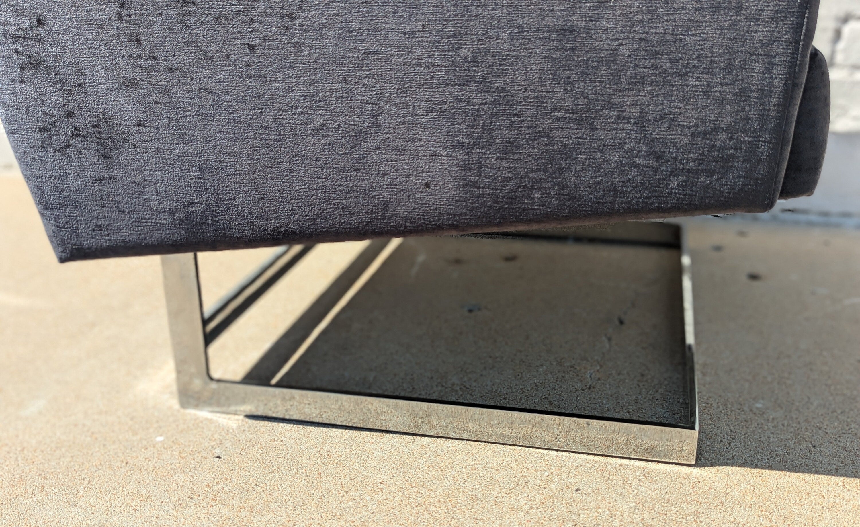 Mid Century Modern Chrome and Velvet Cantilevered Chair