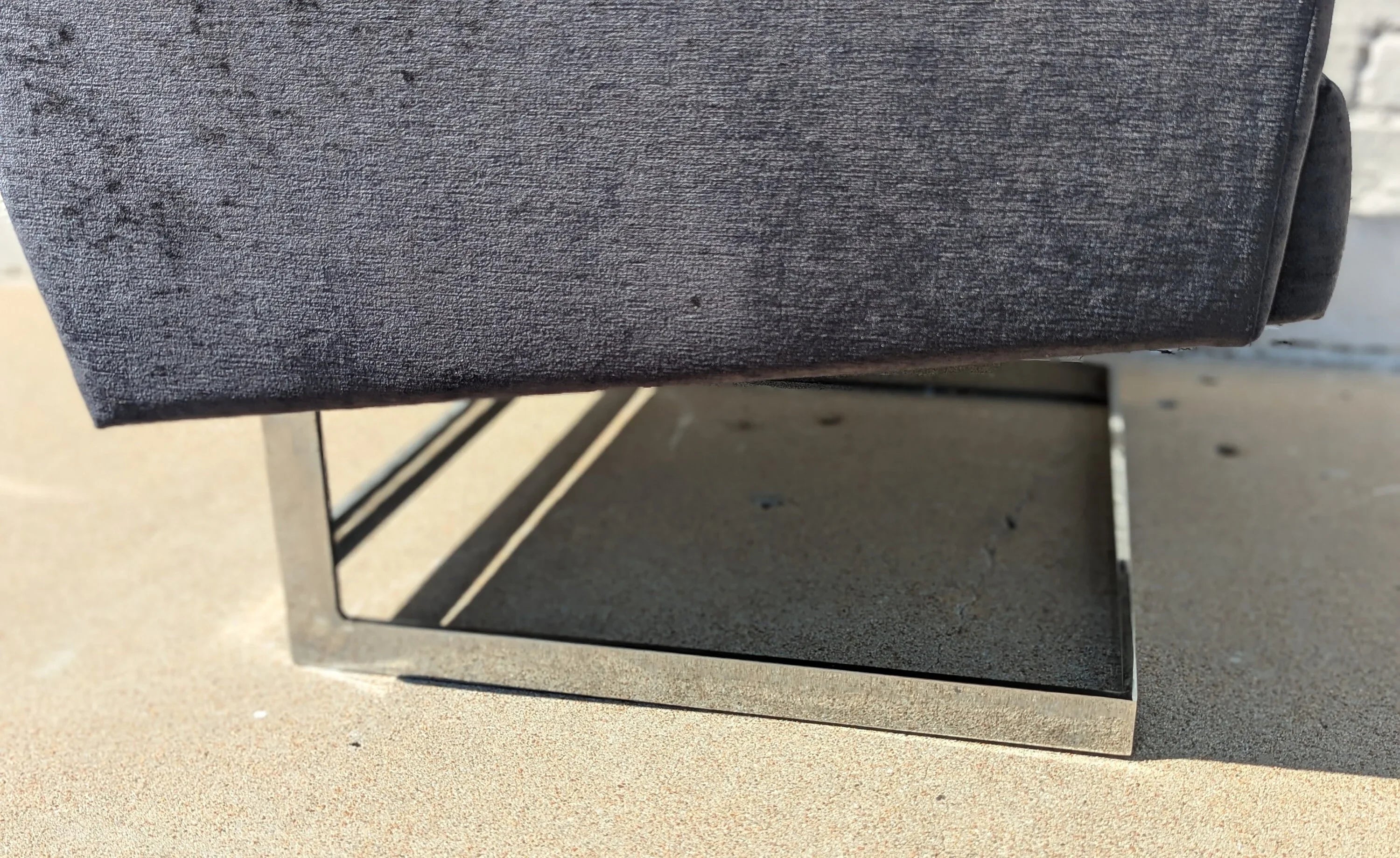 Mid Century Modern Chrome and Velvet Cantilevered Chair