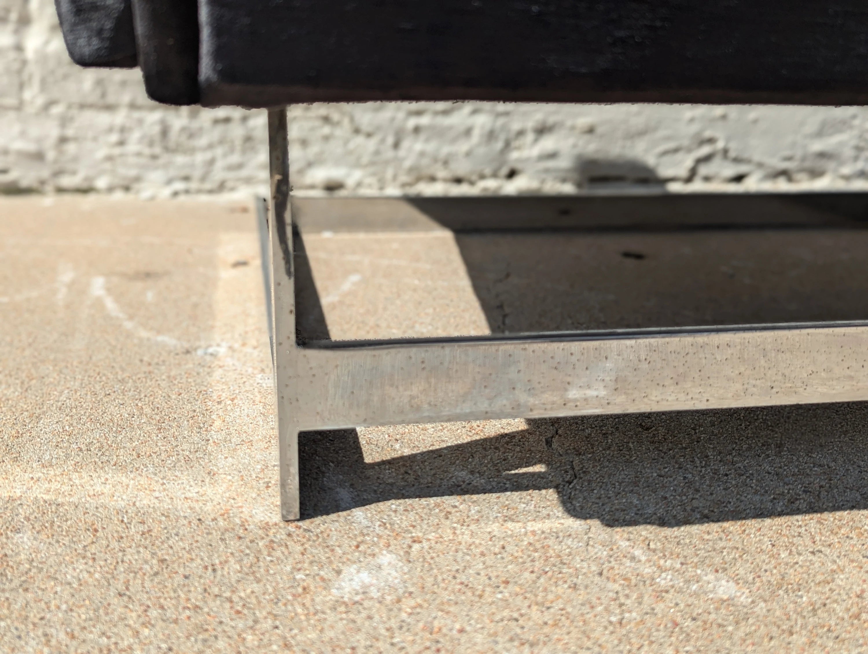 Mid Century Modern Chrome and Velvet Cantilevered High Back Chair