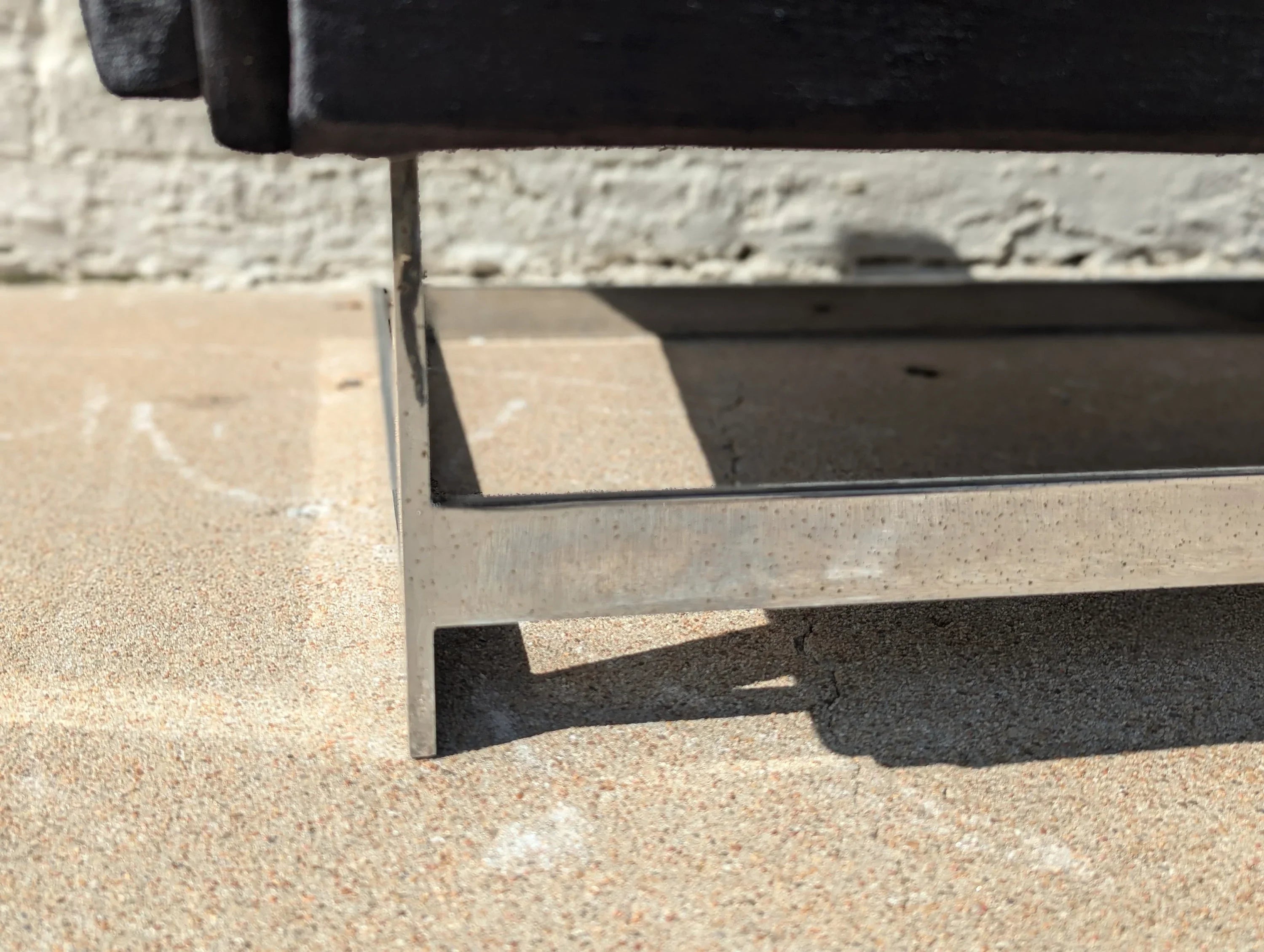 Mid Century Modern Chrome and Velvet Cantilevered High Back Chair