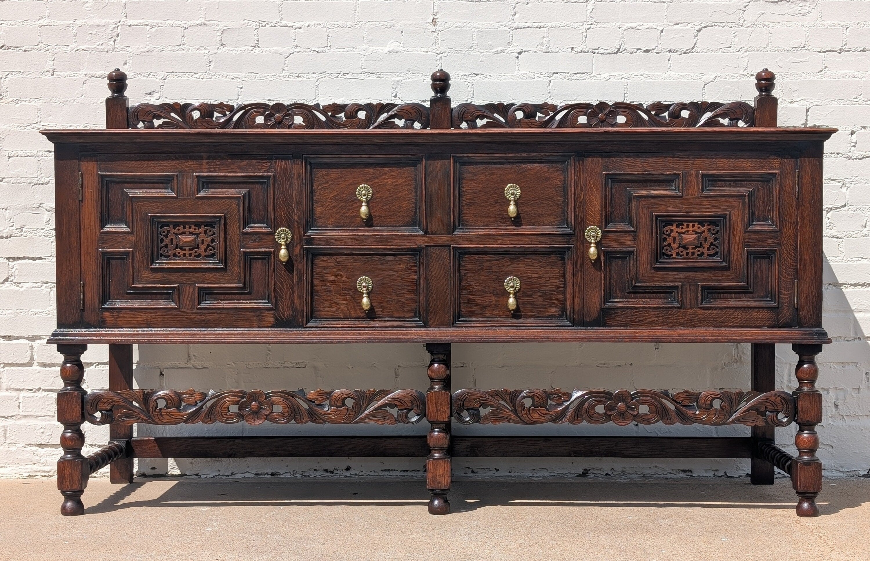 Old English Carved Oak Cabinet